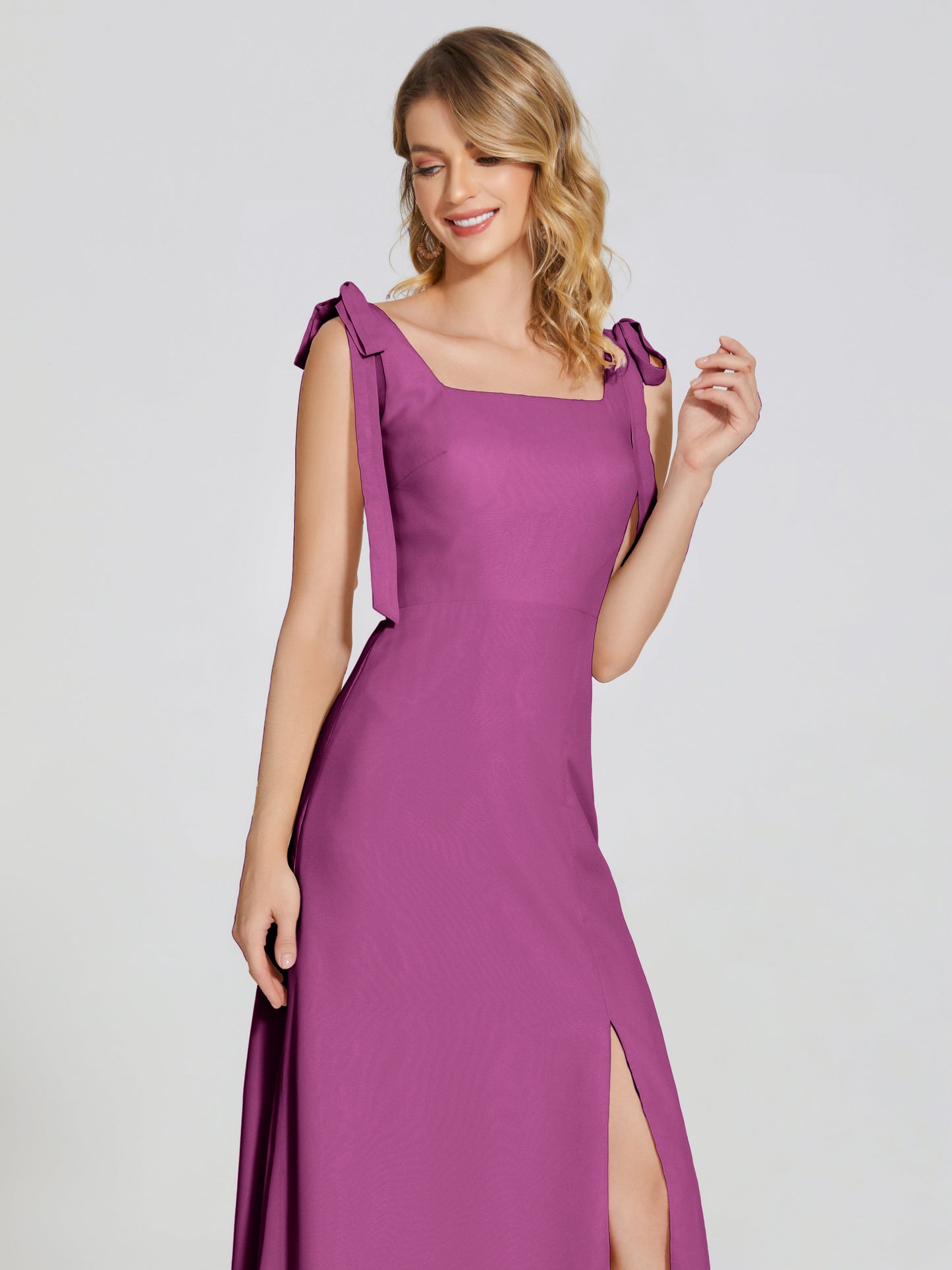 Michelle Detachable Bow-knot Square Bridesmaid Dress