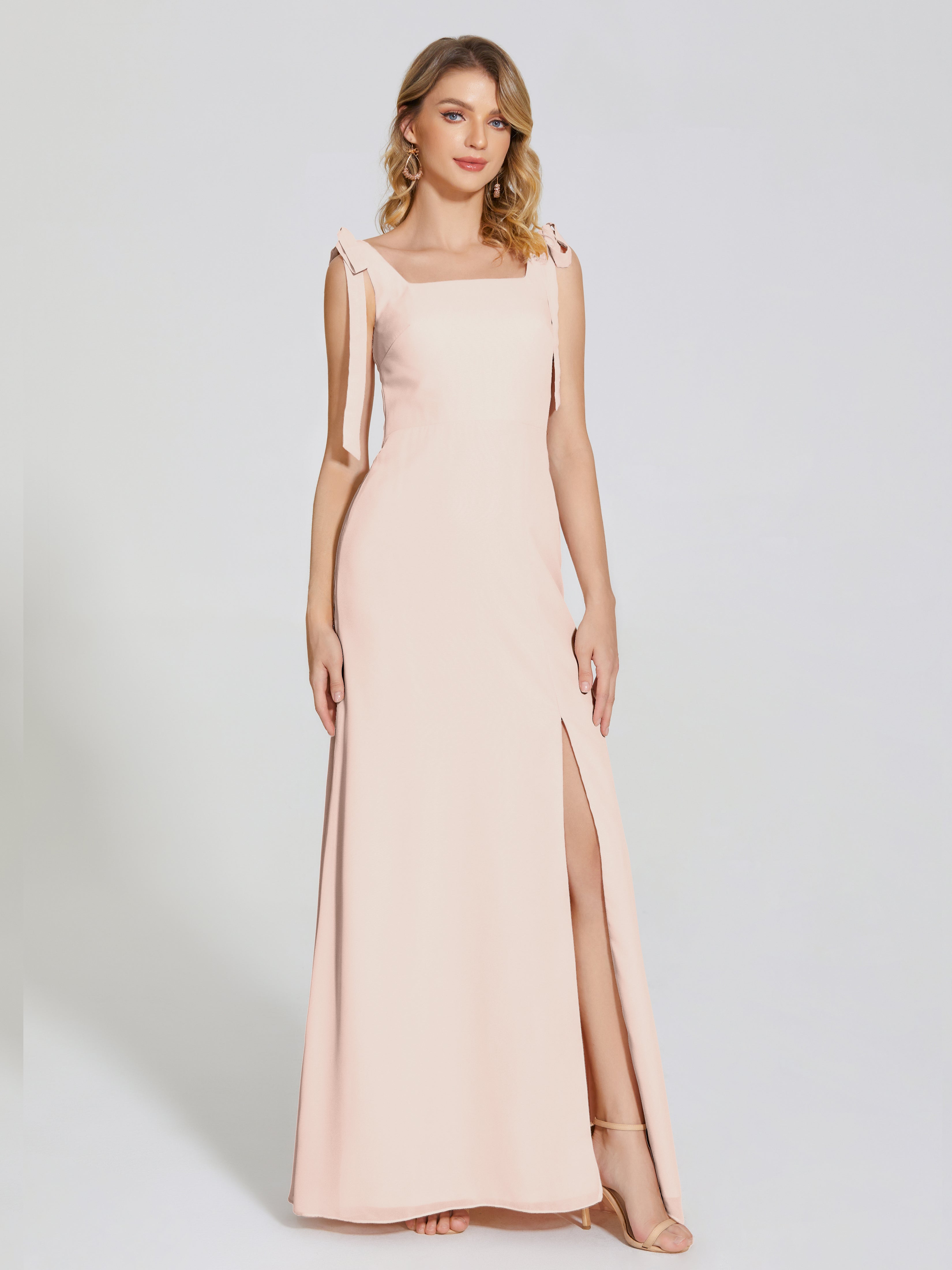 Michelle Detachable Bow-knot Square Bridesmaid Dress