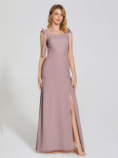 Michelle Detachable Bow-knot Square Bridesmaid Dress