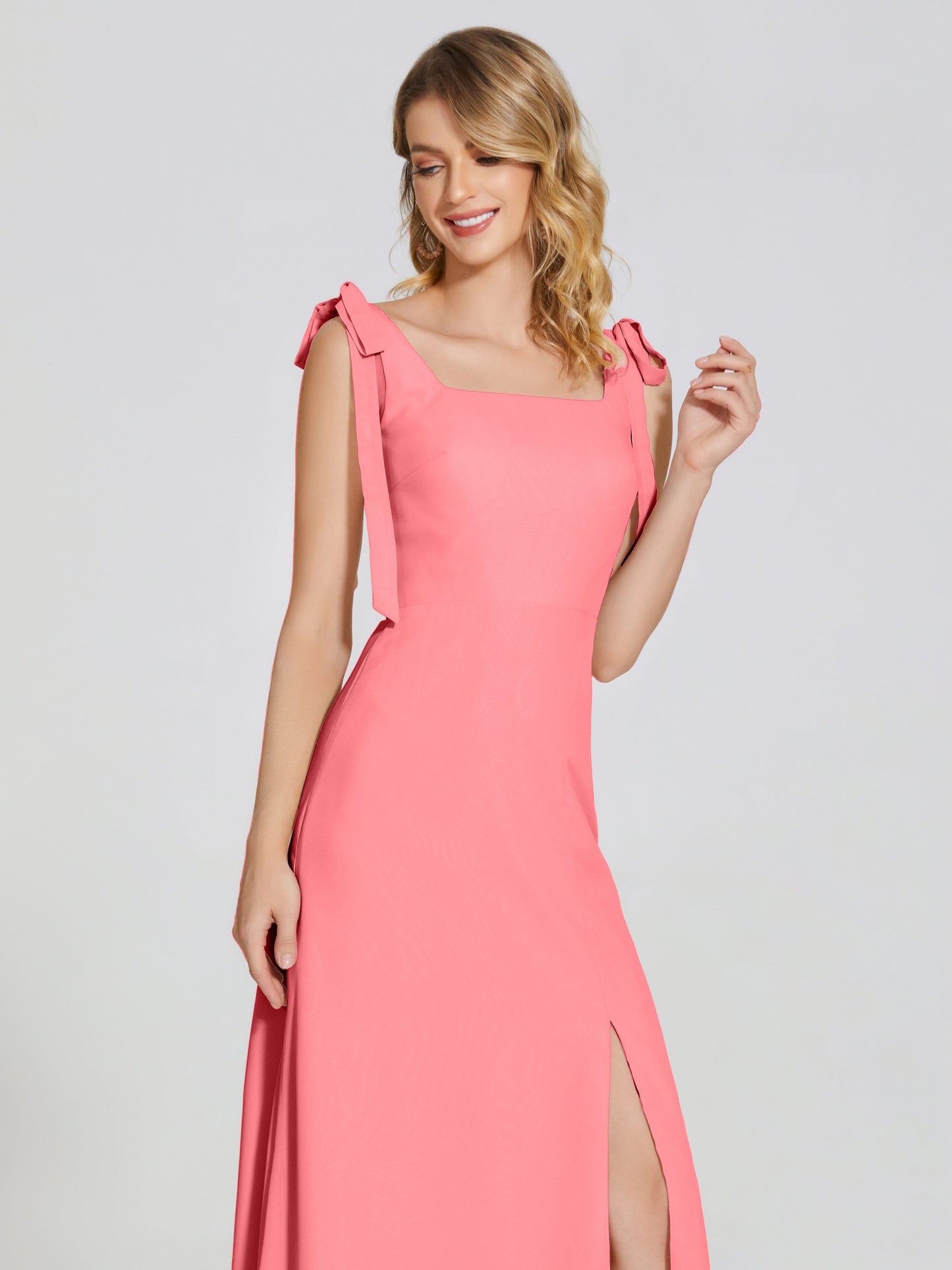 Michelle Detachable Bow-knot Square Bridesmaid Dress