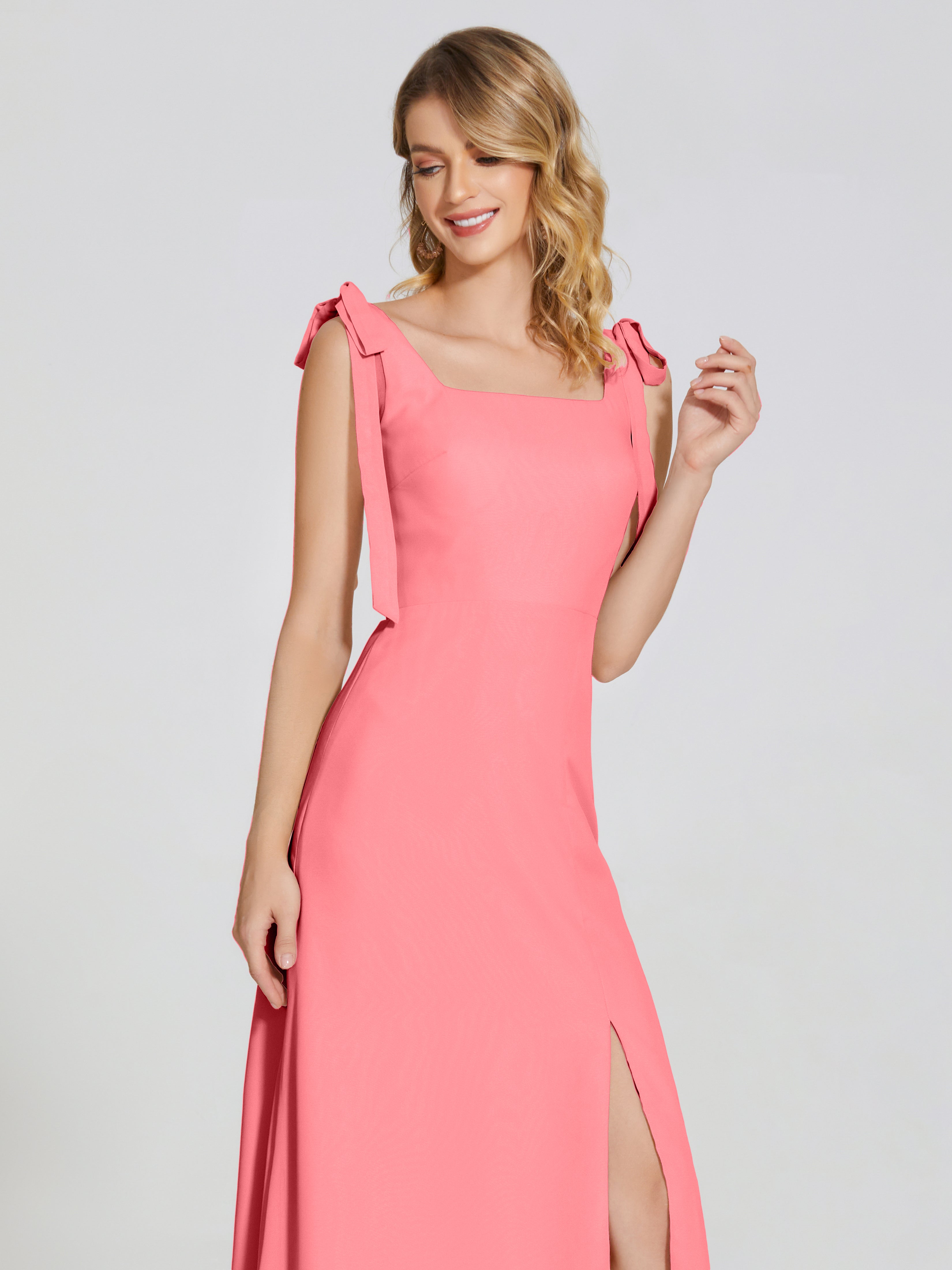 Michelle Detachable Bow-knot Square Bridesmaid Dress