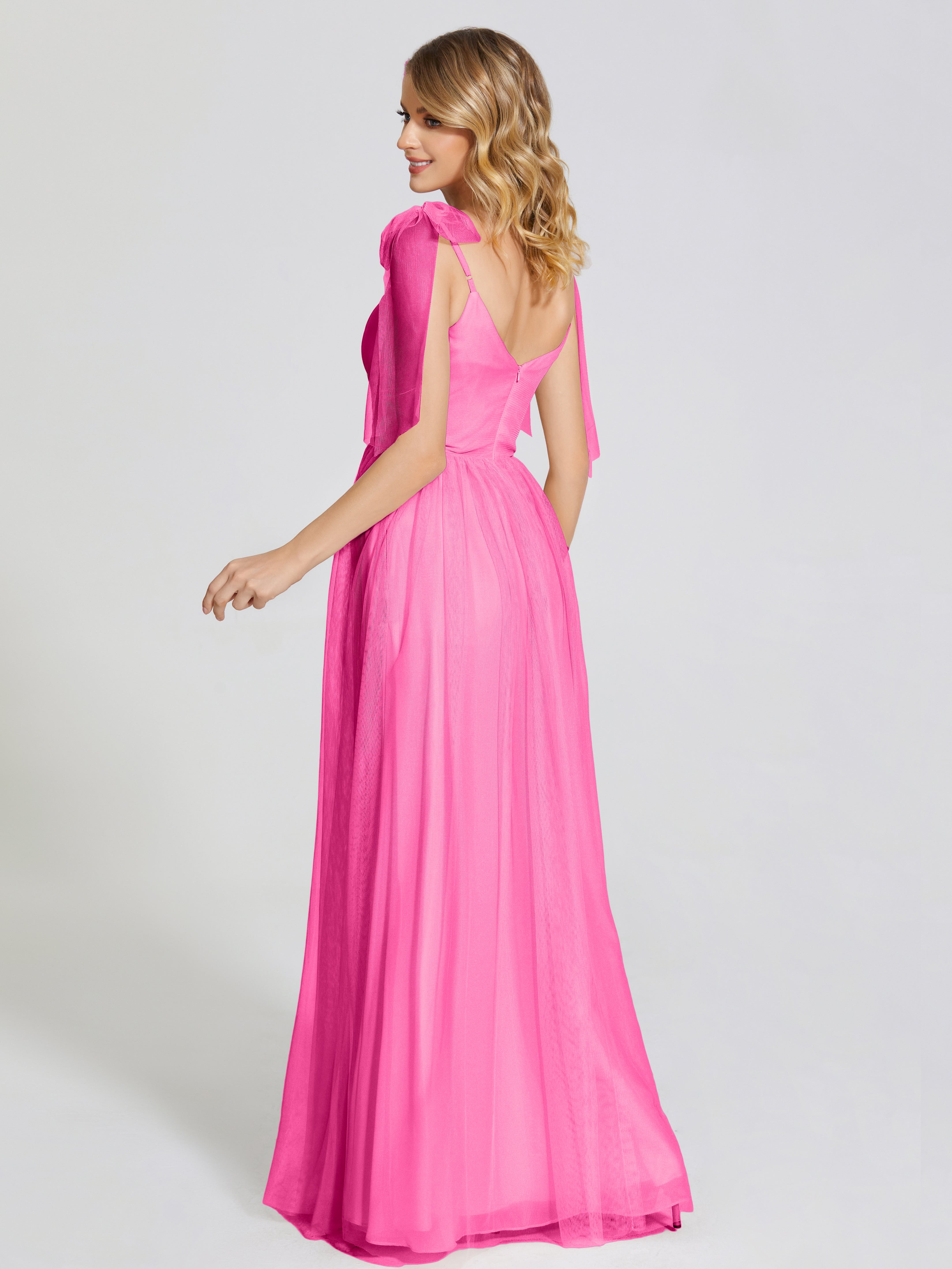 Diana Detachable Bow-knot Straps Tulle Bridesmaid Dress