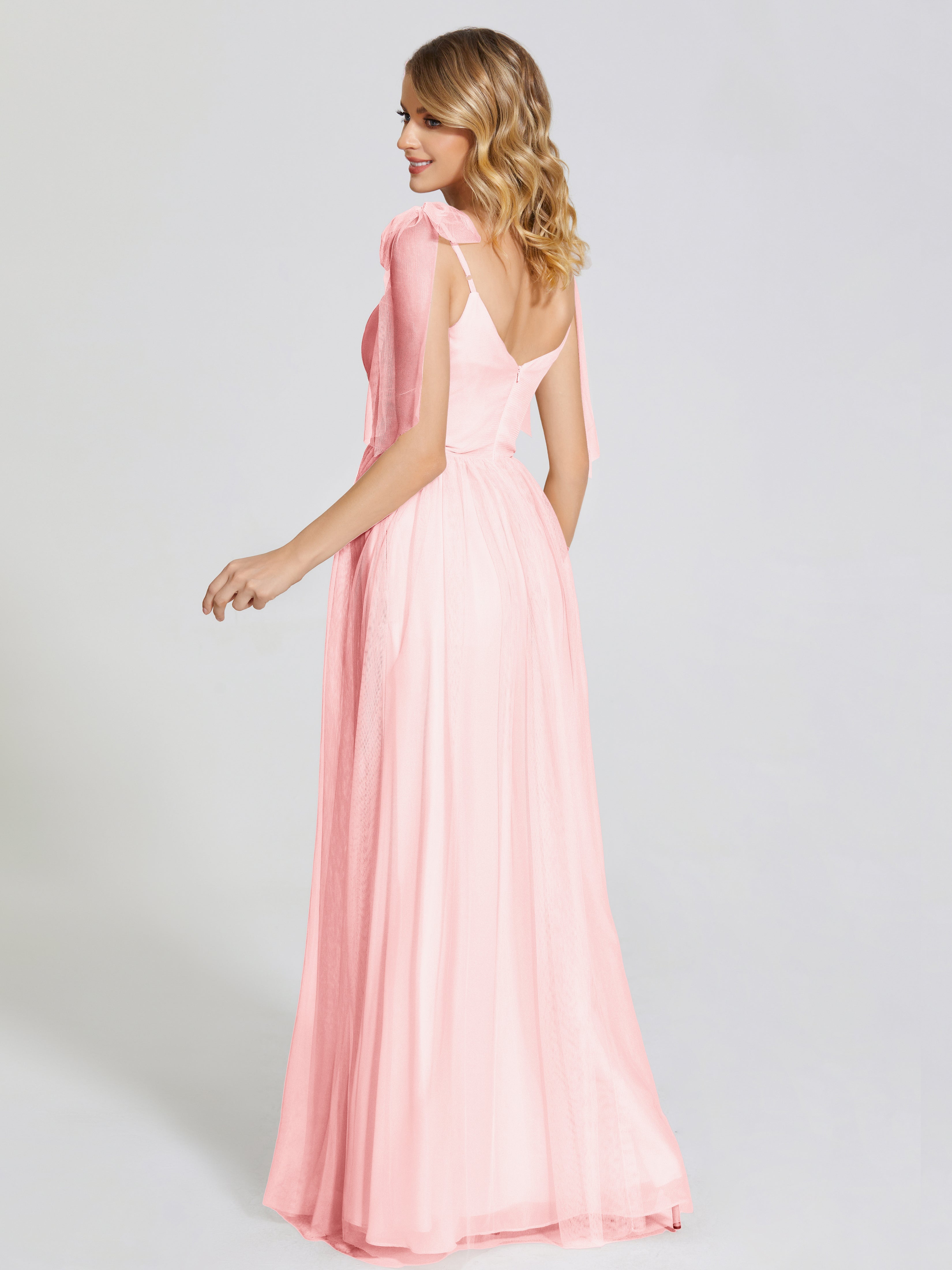 Diana Detachable Bow-knot Straps Tulle Bridesmaid Dress
