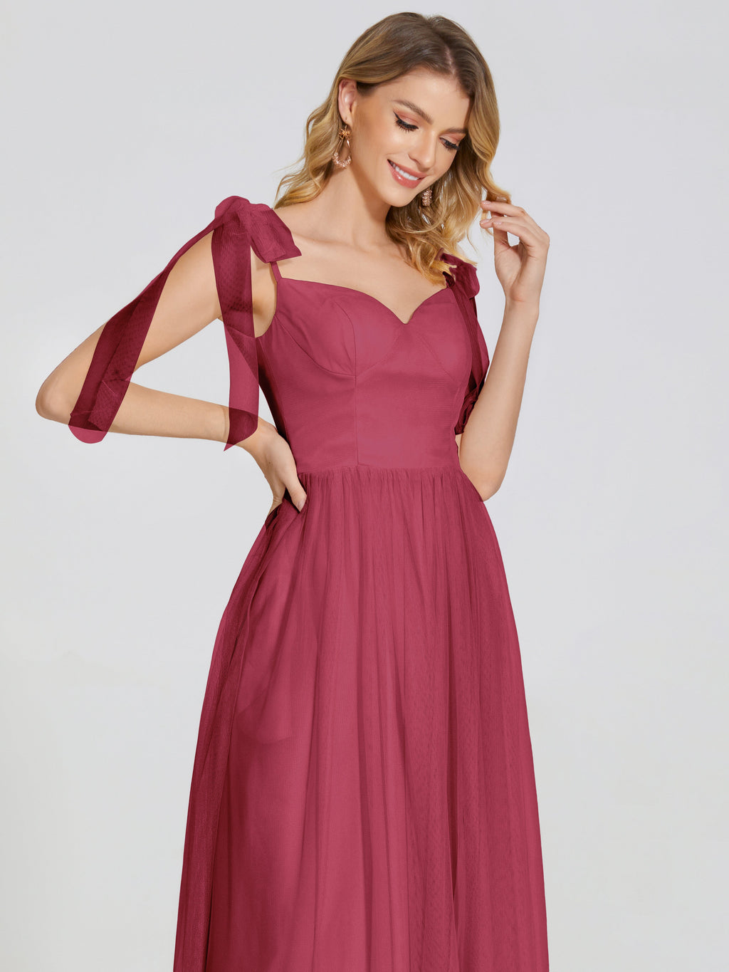 Diana Detachable Bow-knot Straps Tulle Bridesmaid Dress