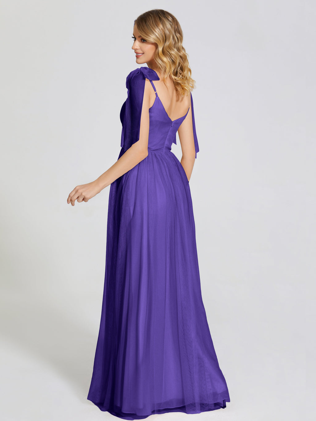 Diana Detachable Bow-knot Straps Tulle Bridesmaid Dress