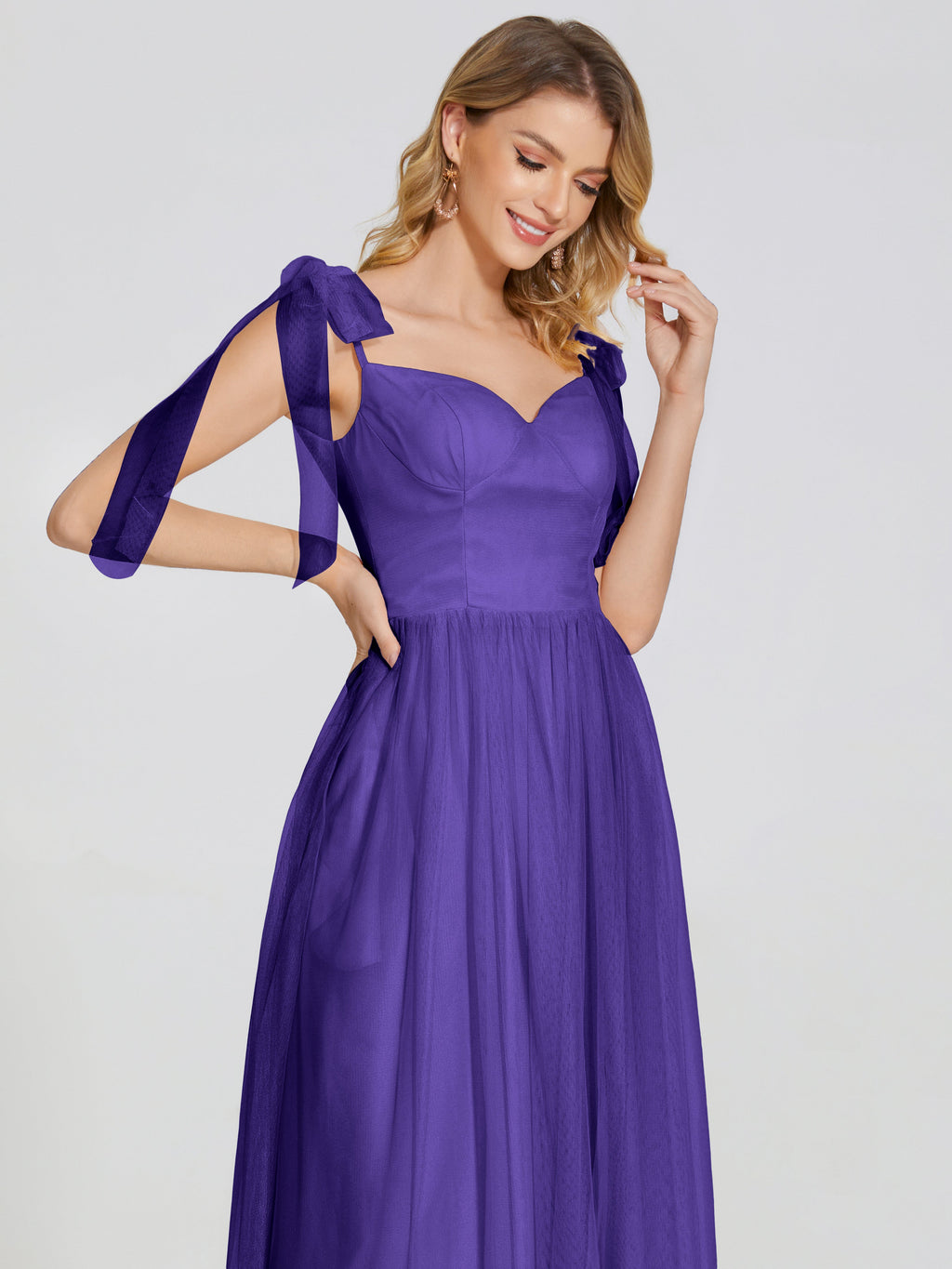 Diana Detachable Bow-knot Straps Tulle Bridesmaid Dress