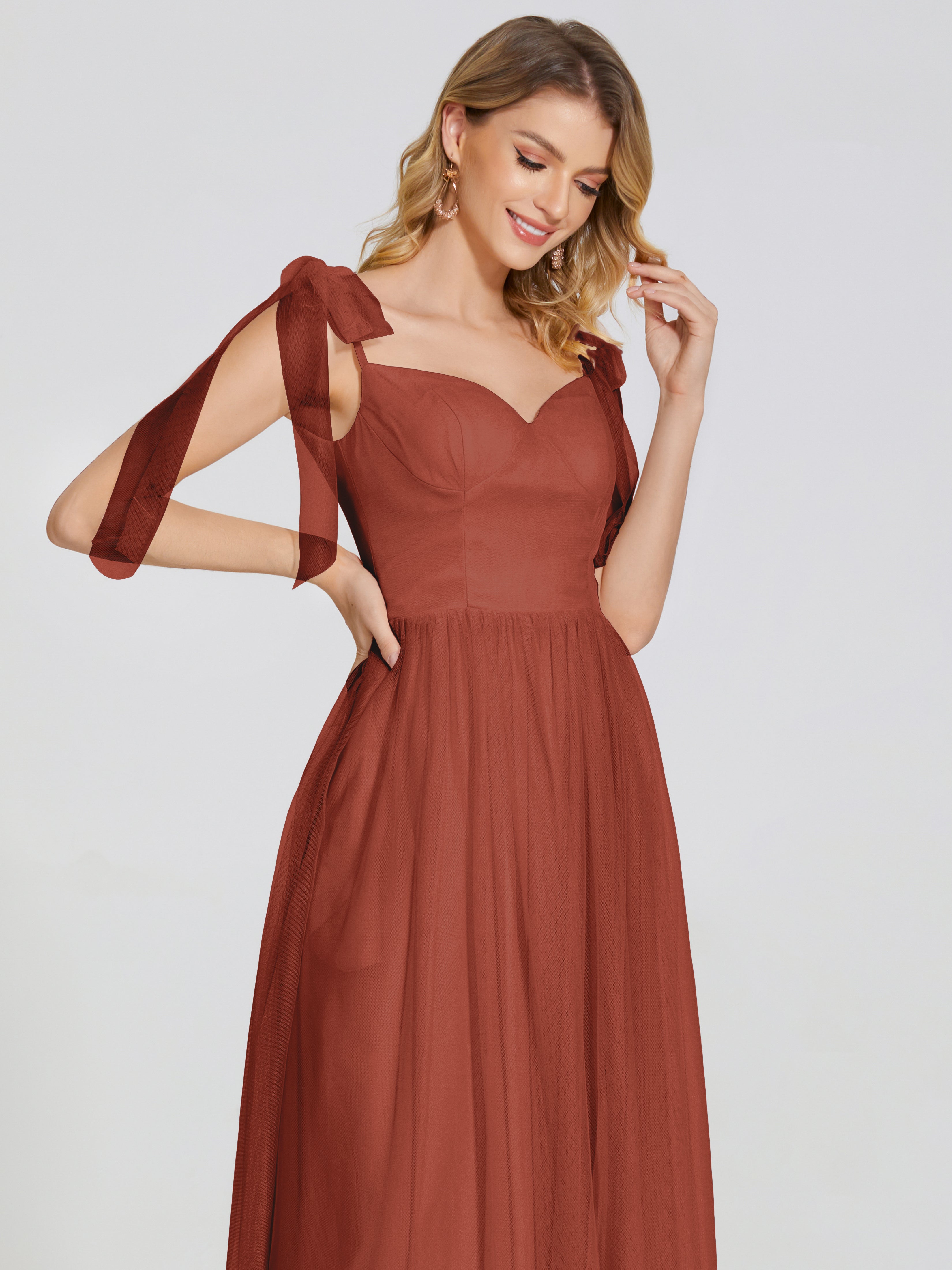 Diana Detachable Bow-knot Straps Tulle Bridesmaid Dress
