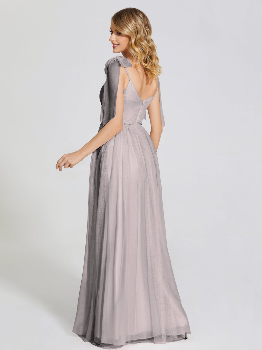 Diana Detachable Bow-knot Straps Tulle Bridesmaid Dress