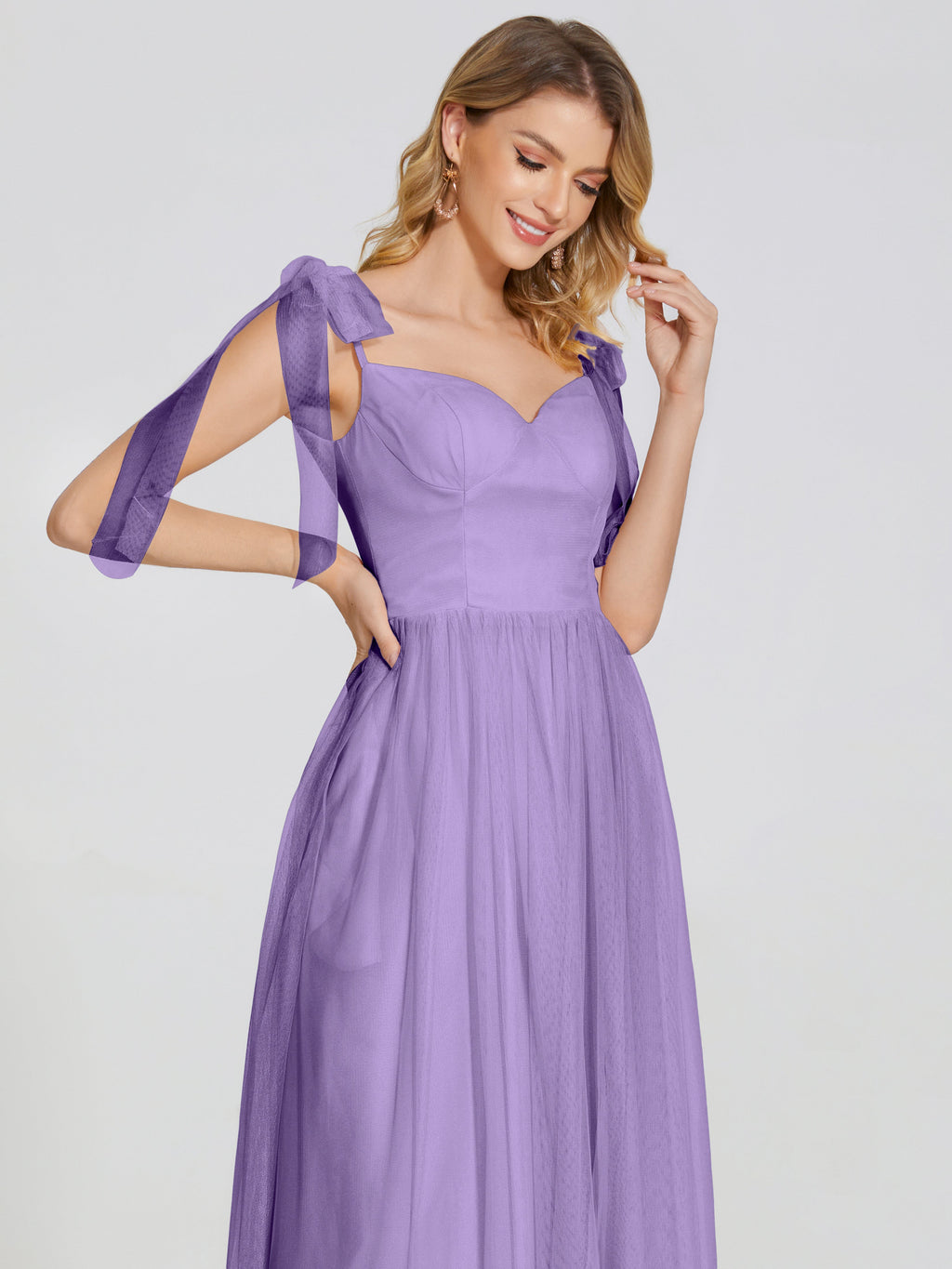 Diana Detachable Bow-knot Straps Tulle Bridesmaid Dress