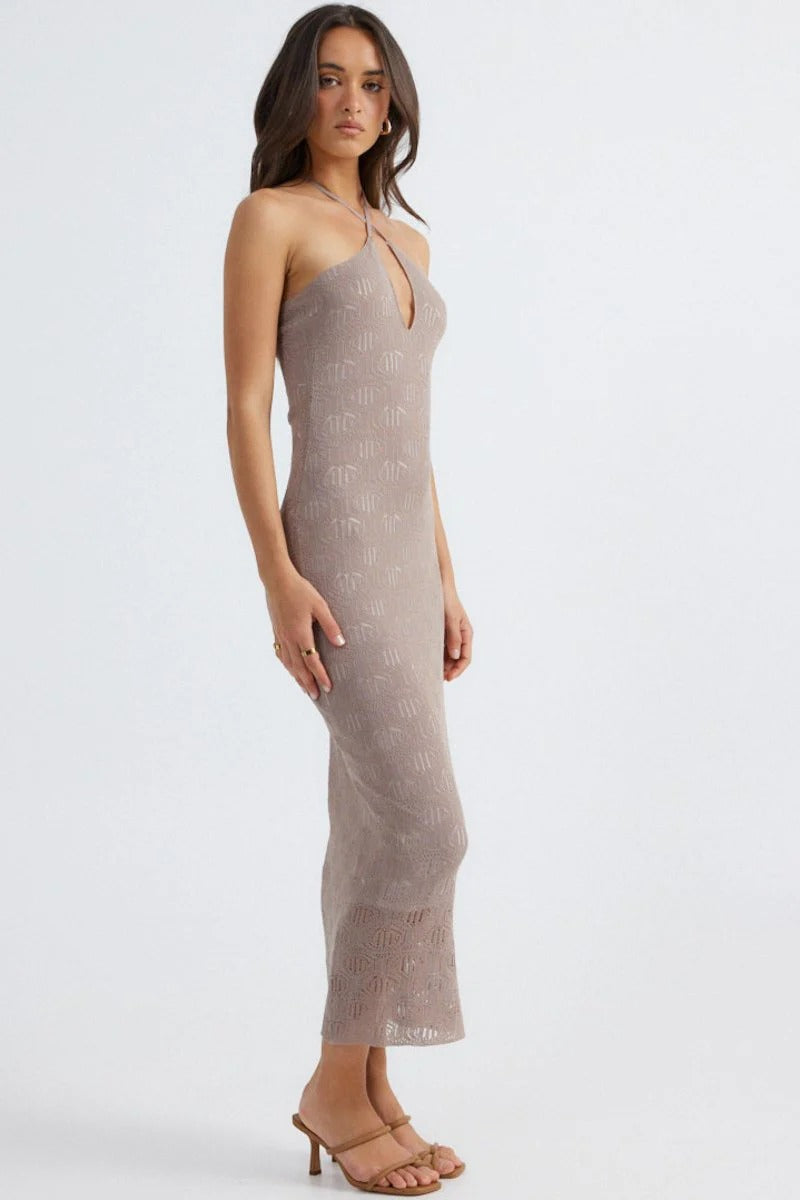 Aelia Halterneck Dress - Mocha