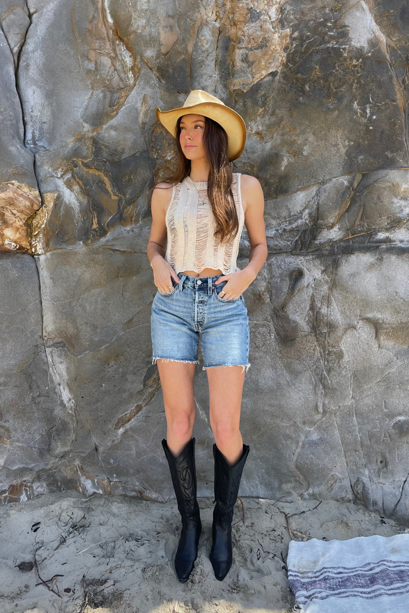 Ellie Pointelle Open Knit Tank Top