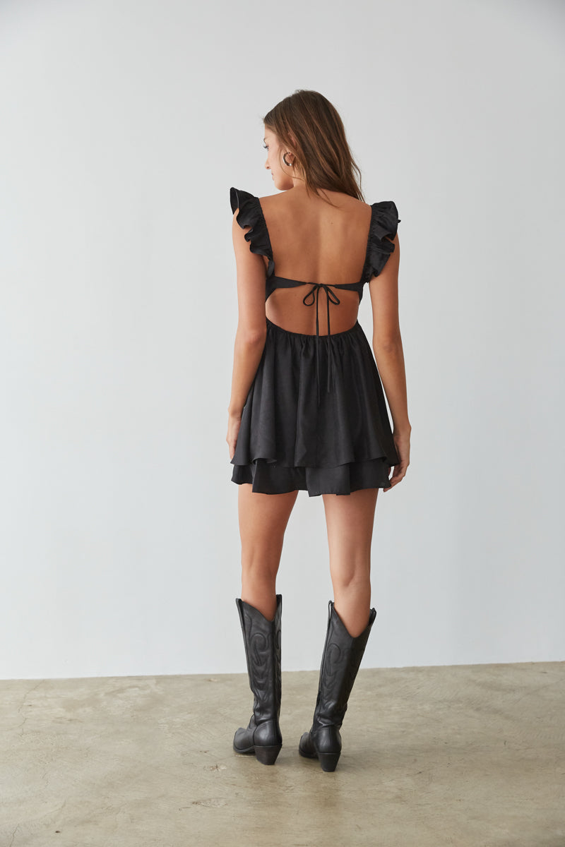 Evelyn Open Back Babydoll Mini Dress
