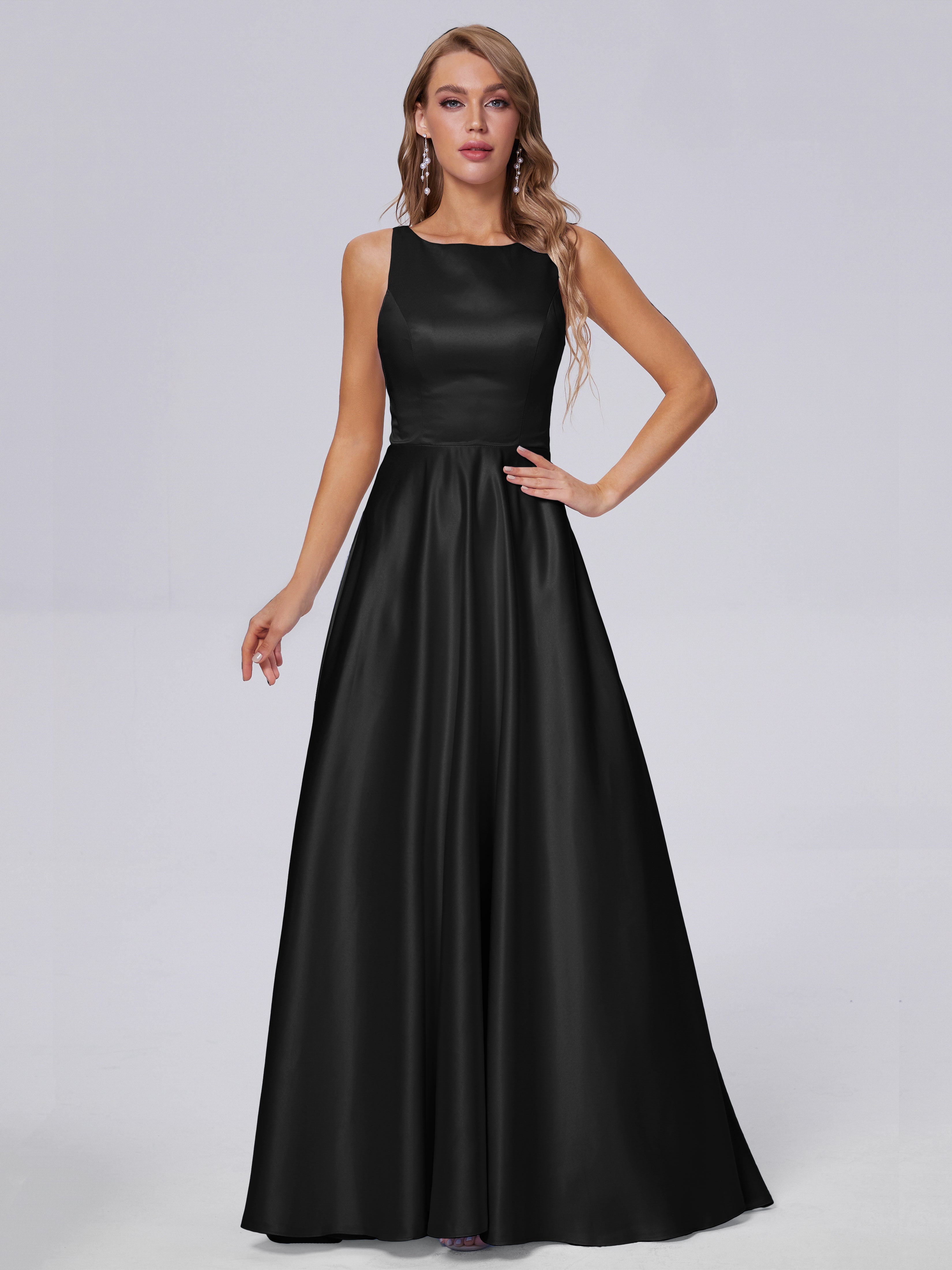 Fiona Sleeveless Satin Long Bridesmaid Dresses
