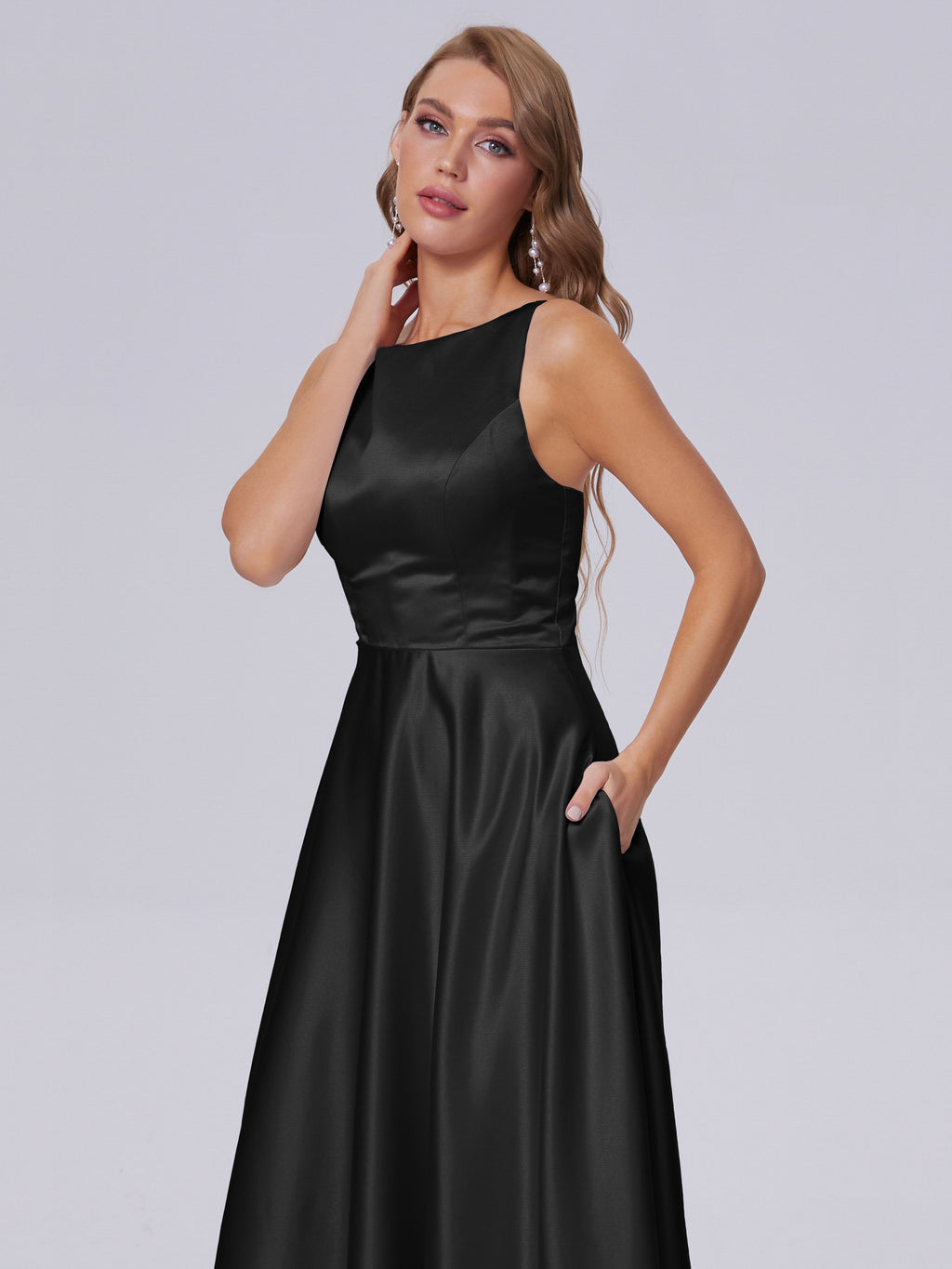Fiona Sleeveless Satin Long Bridesmaid Dresses
