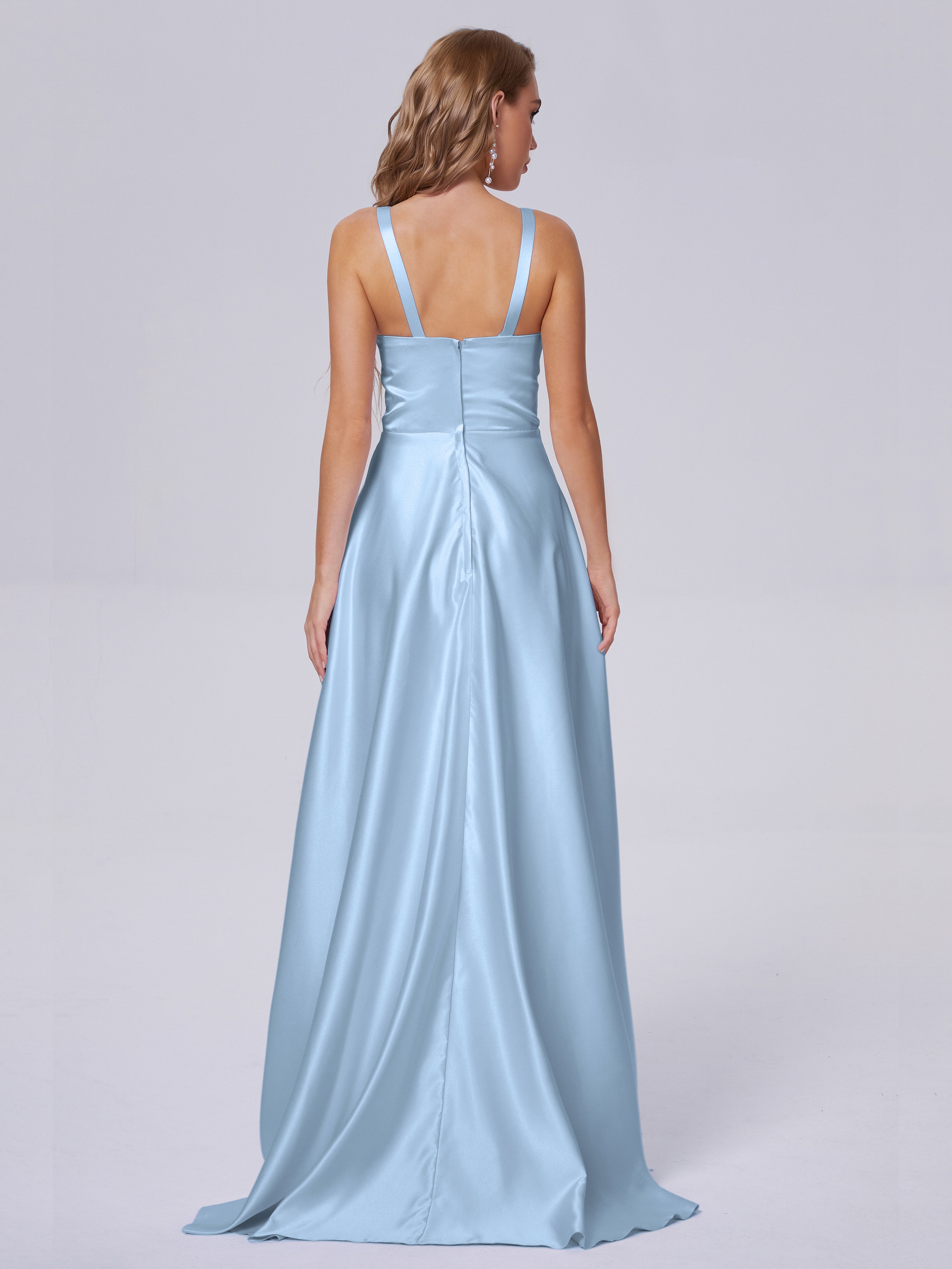 Fiona Sleeveless Satin Long Bridesmaid Dresses