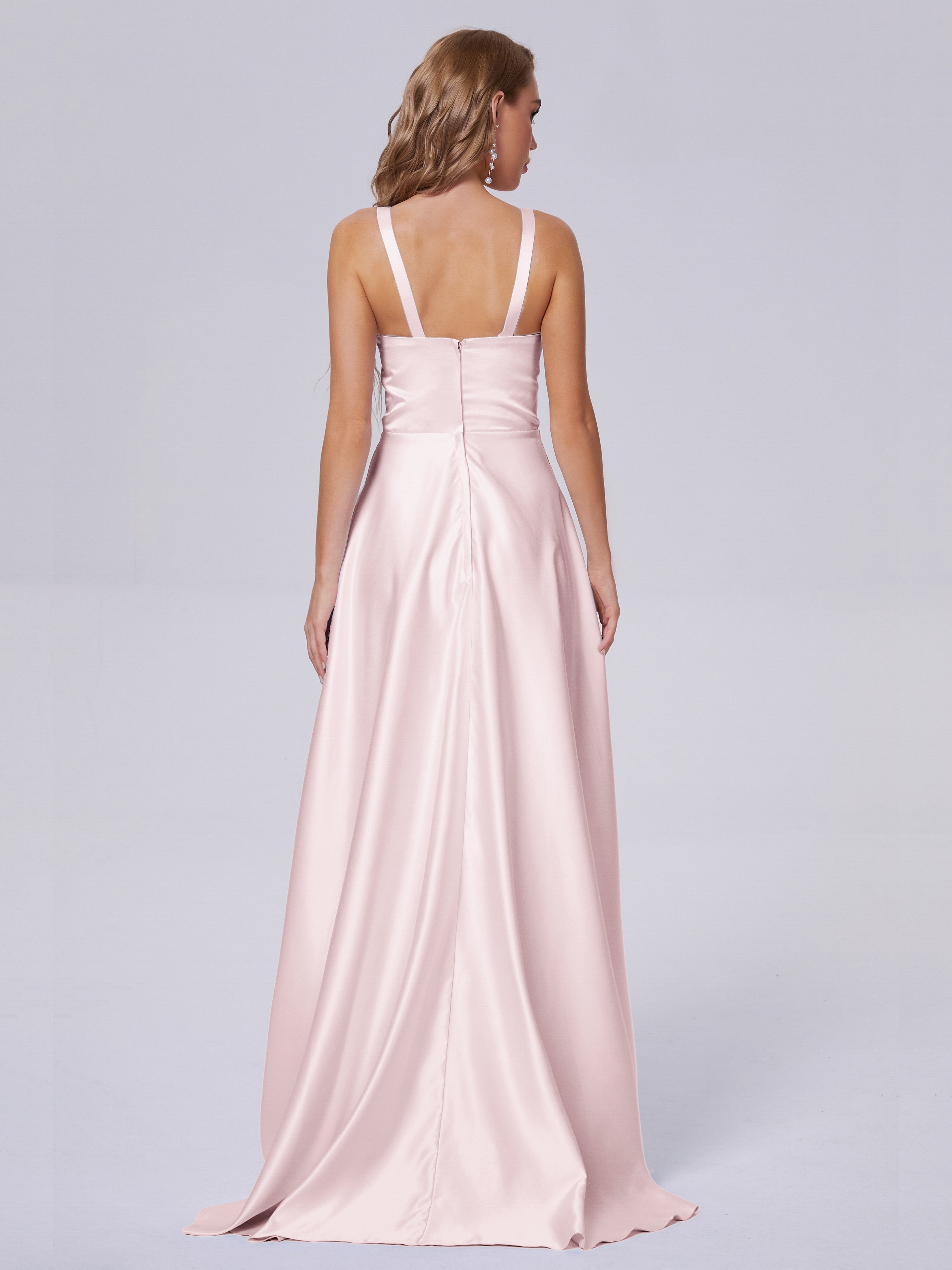 Fiona Sleeveless Satin Long Bridesmaid Dresses