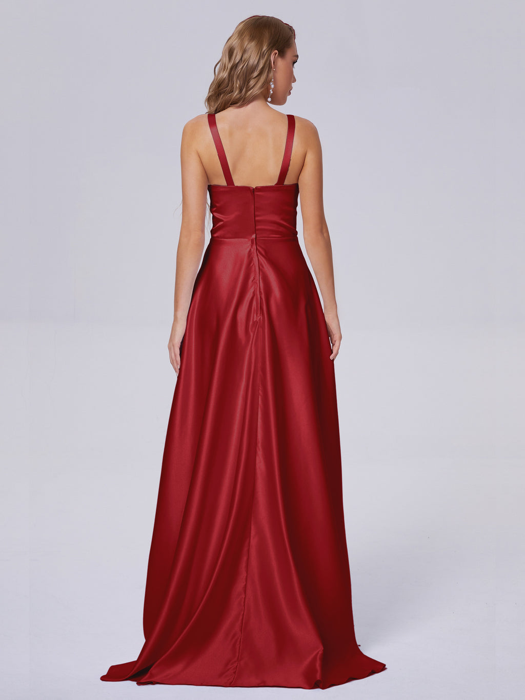 Fiona Sleeveless Satin Long Bridesmaid Dresses