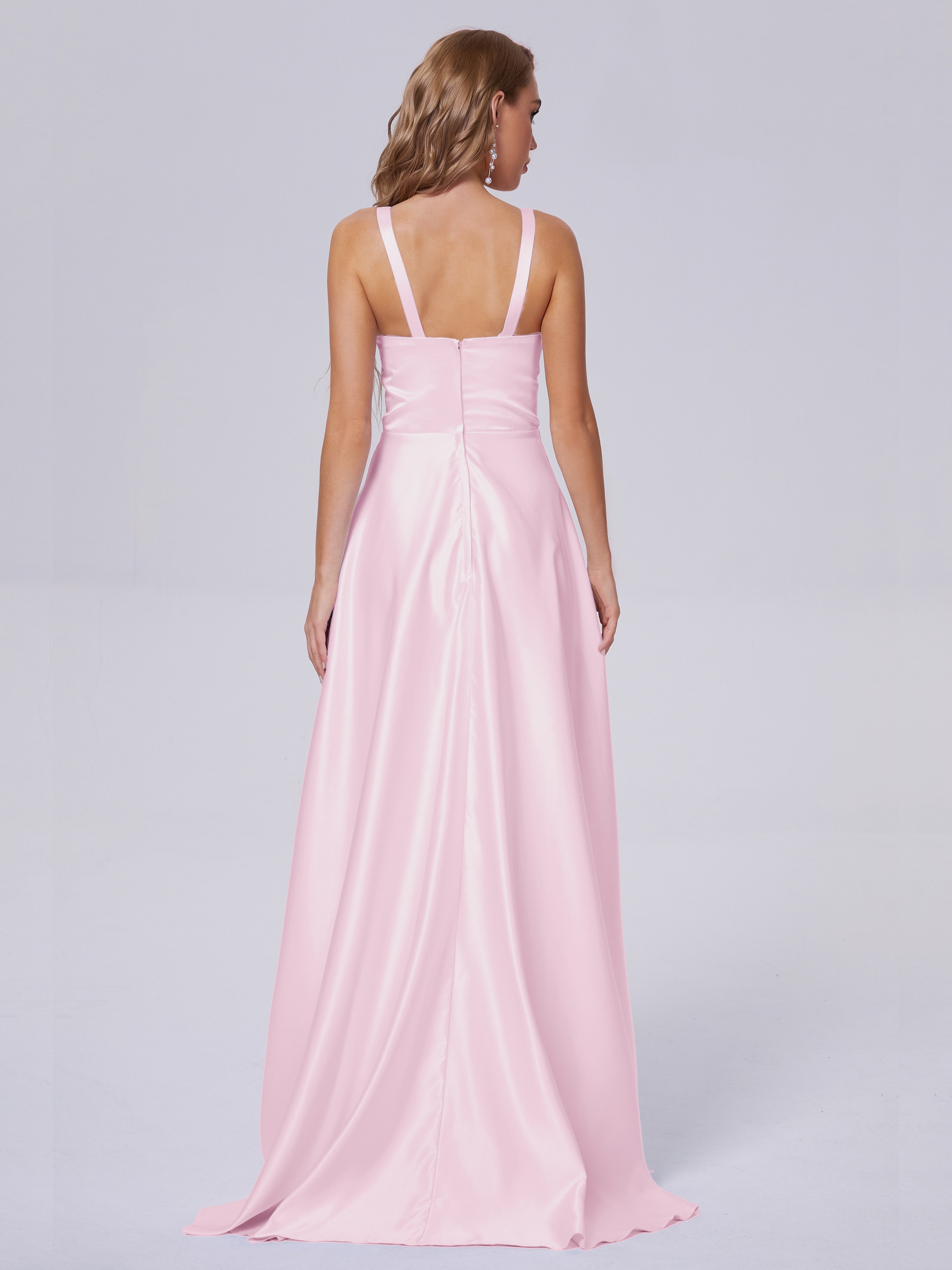 Fiona Sleeveless Satin Long Bridesmaid Dresses