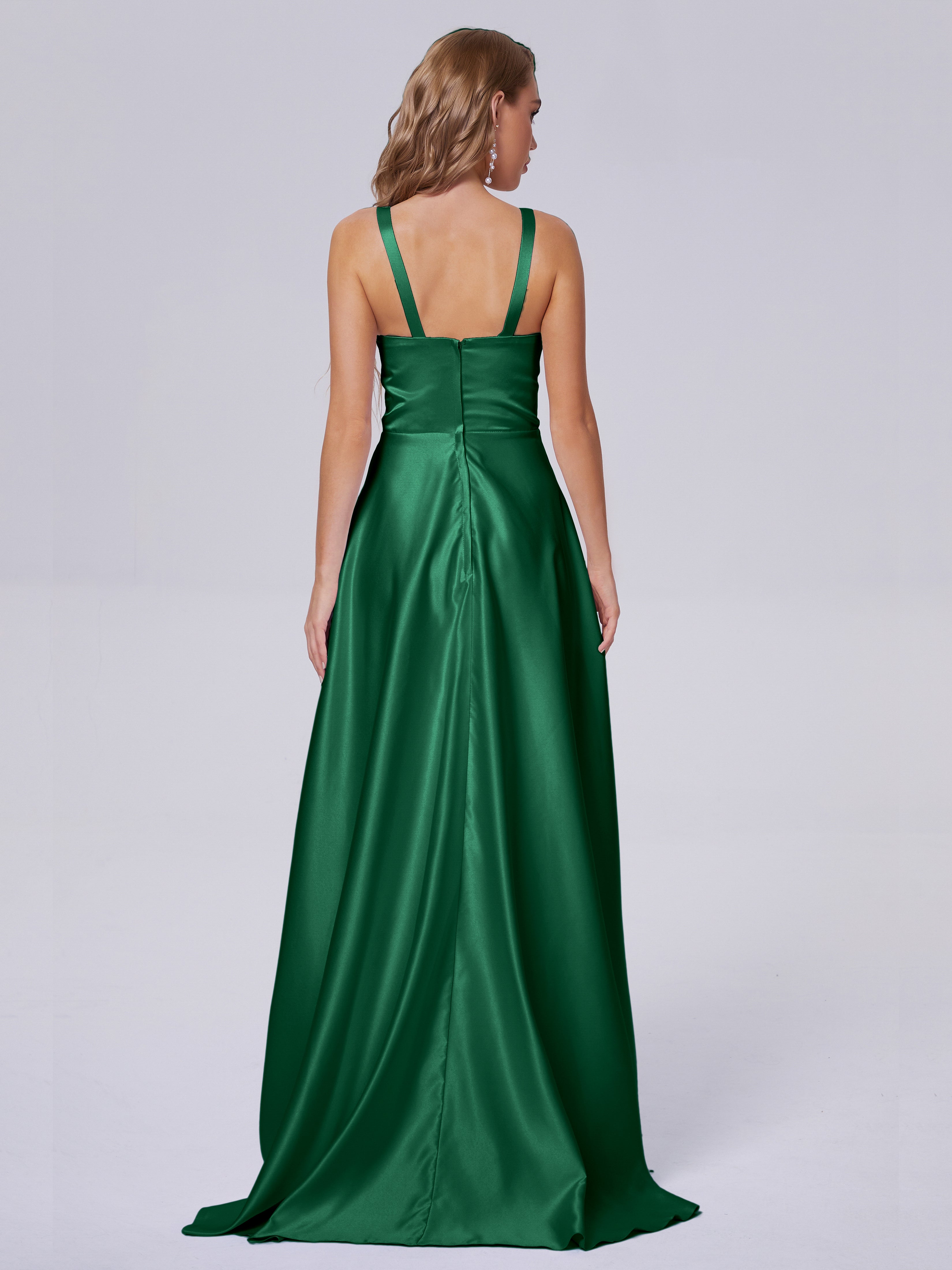 Fiona Sleeveless Satin Long Bridesmaid Dresses