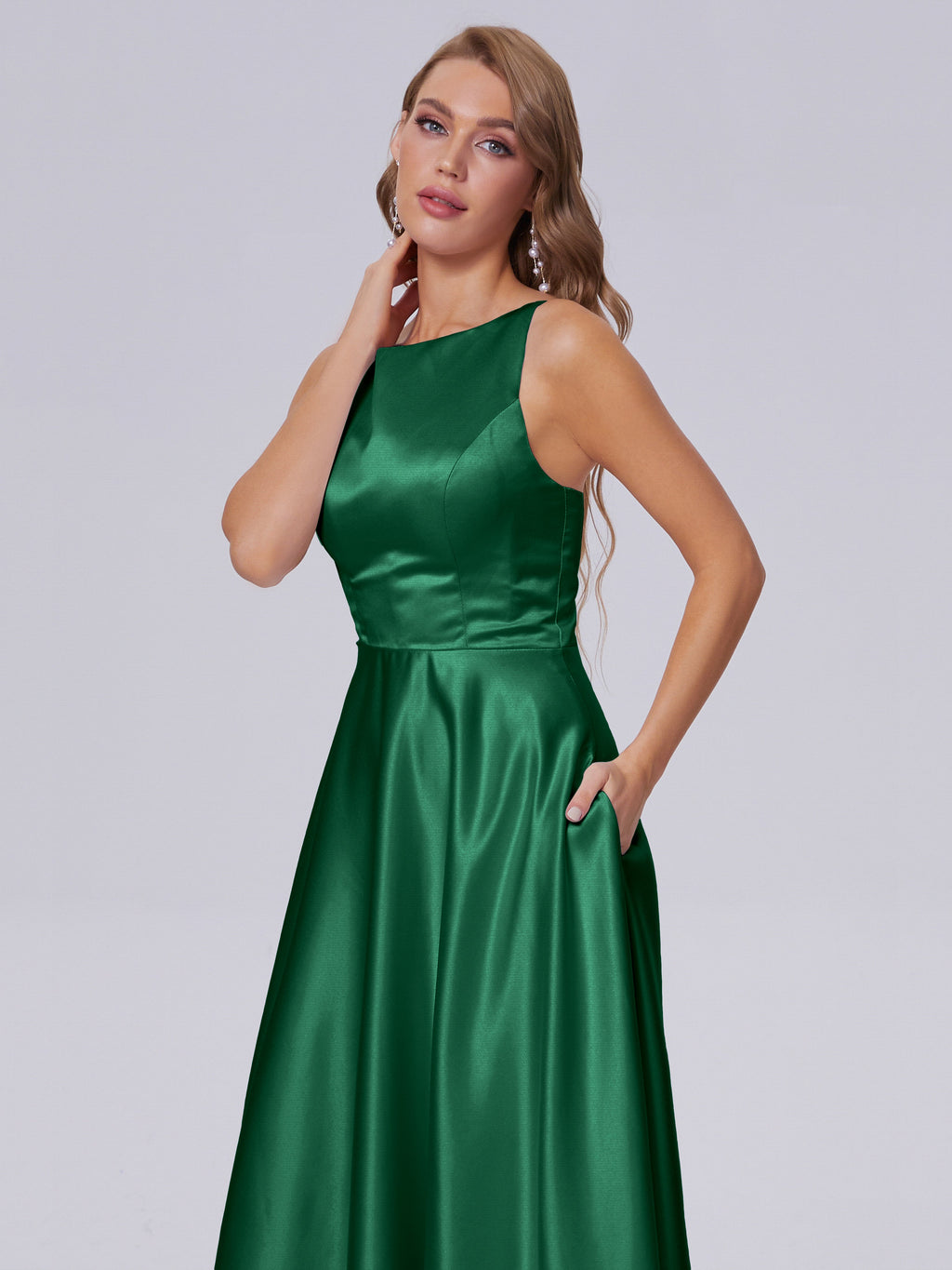 Fiona Sleeveless Satin Long Bridesmaid Dresses