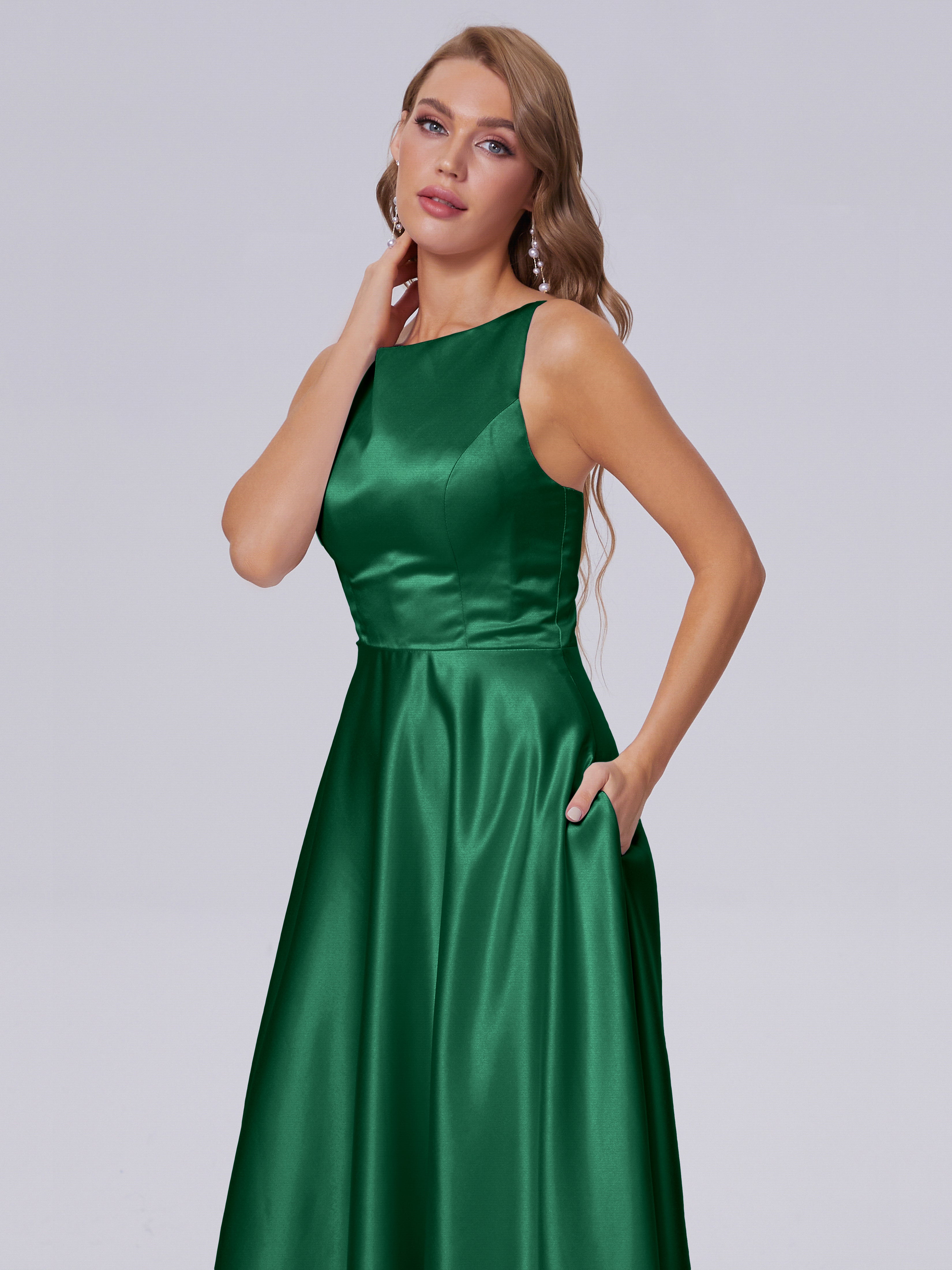 Fiona Sleeveless Satin Long Bridesmaid Dresses