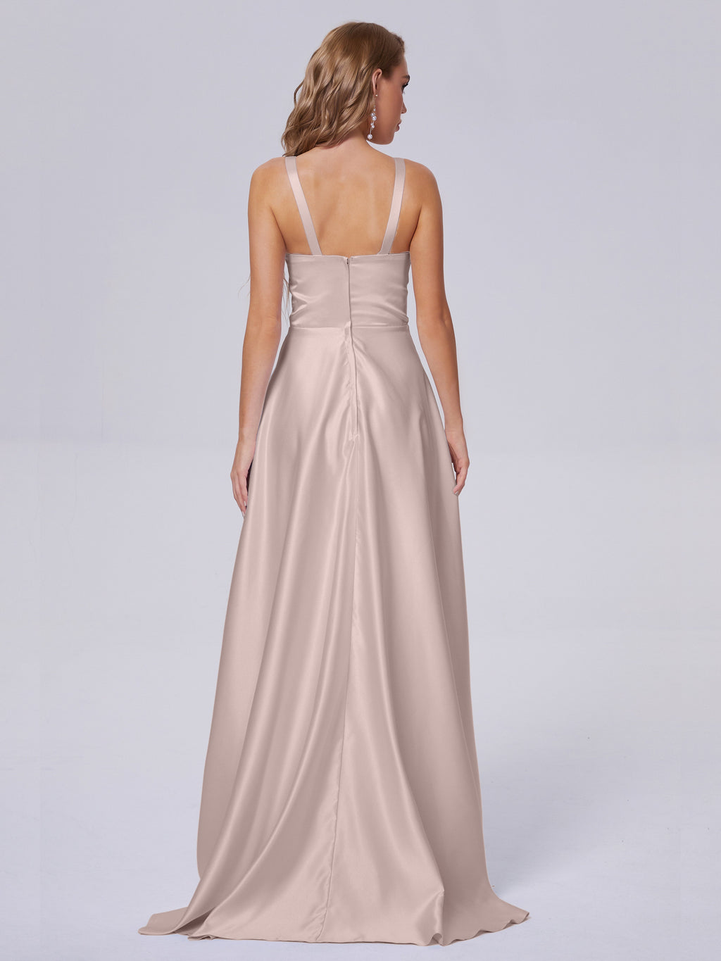 Fiona Sleeveless Satin Long Bridesmaid Dresses
