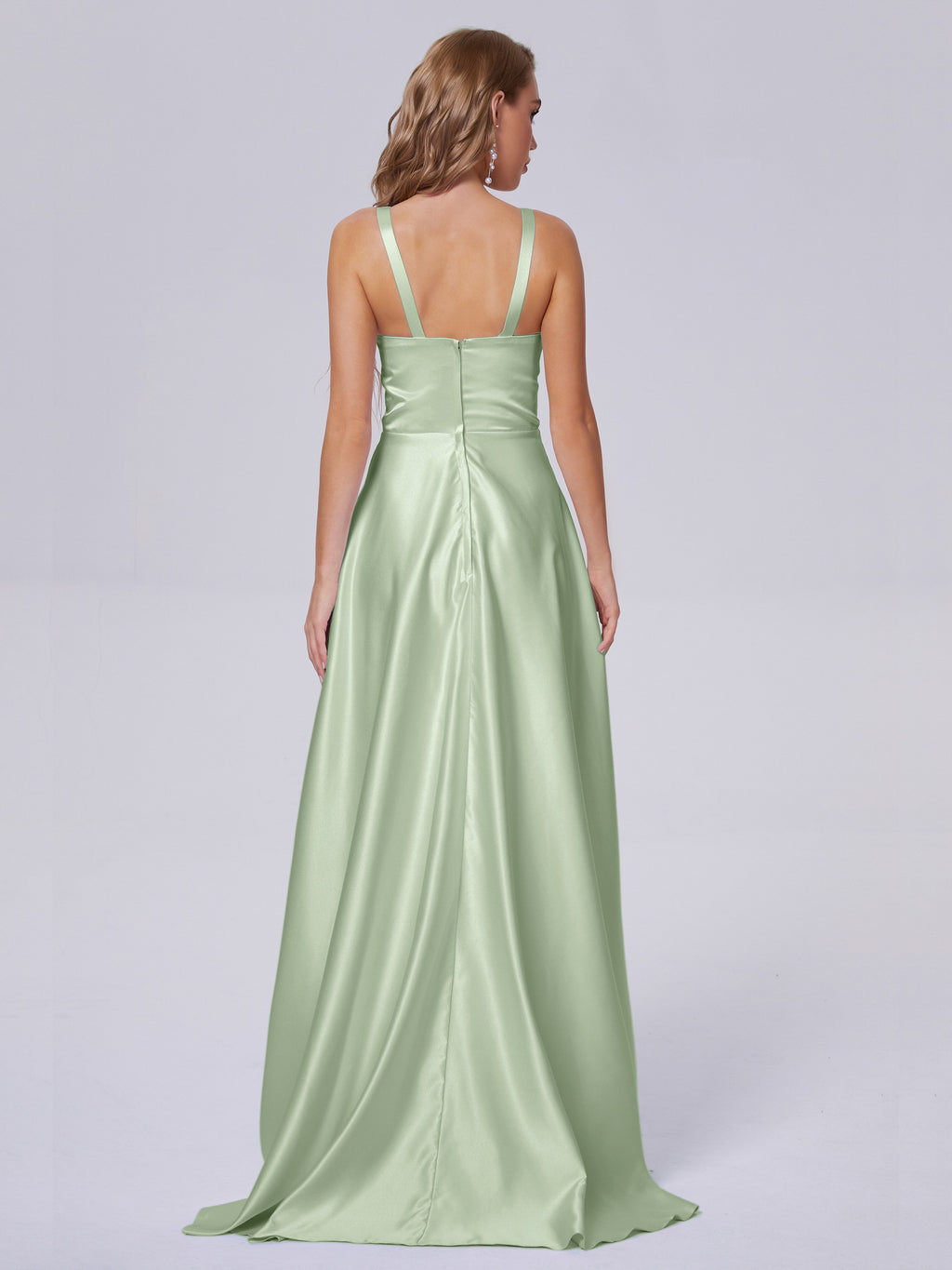 Fiona Sleeveless Satin Long Bridesmaid Dresses