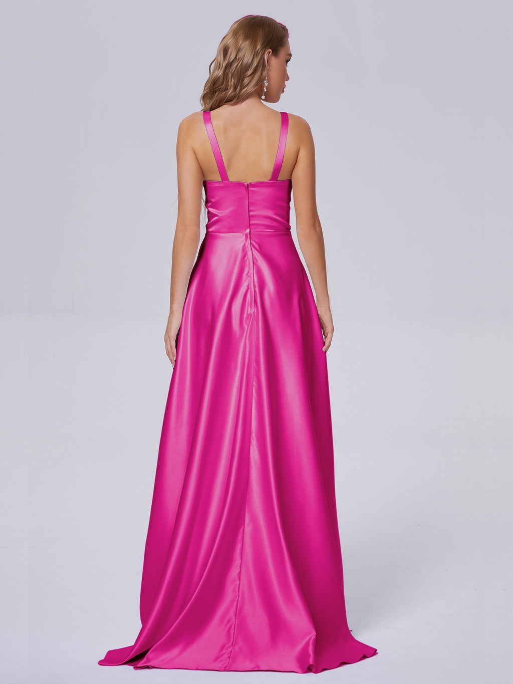 Fiona Sleeveless Satin Long Bridesmaid Dresses