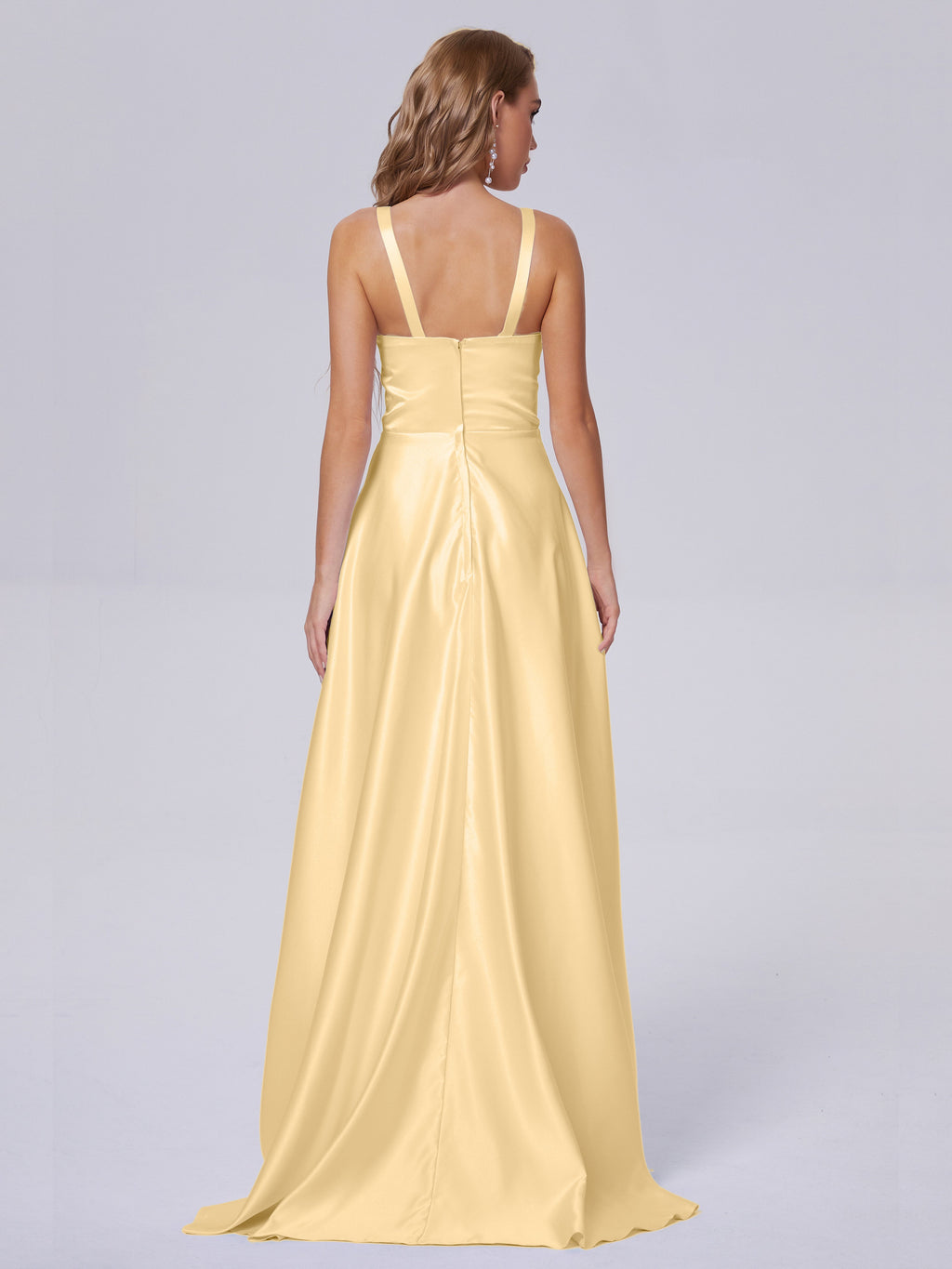 Fiona Sleeveless Satin Long Bridesmaid Dresses