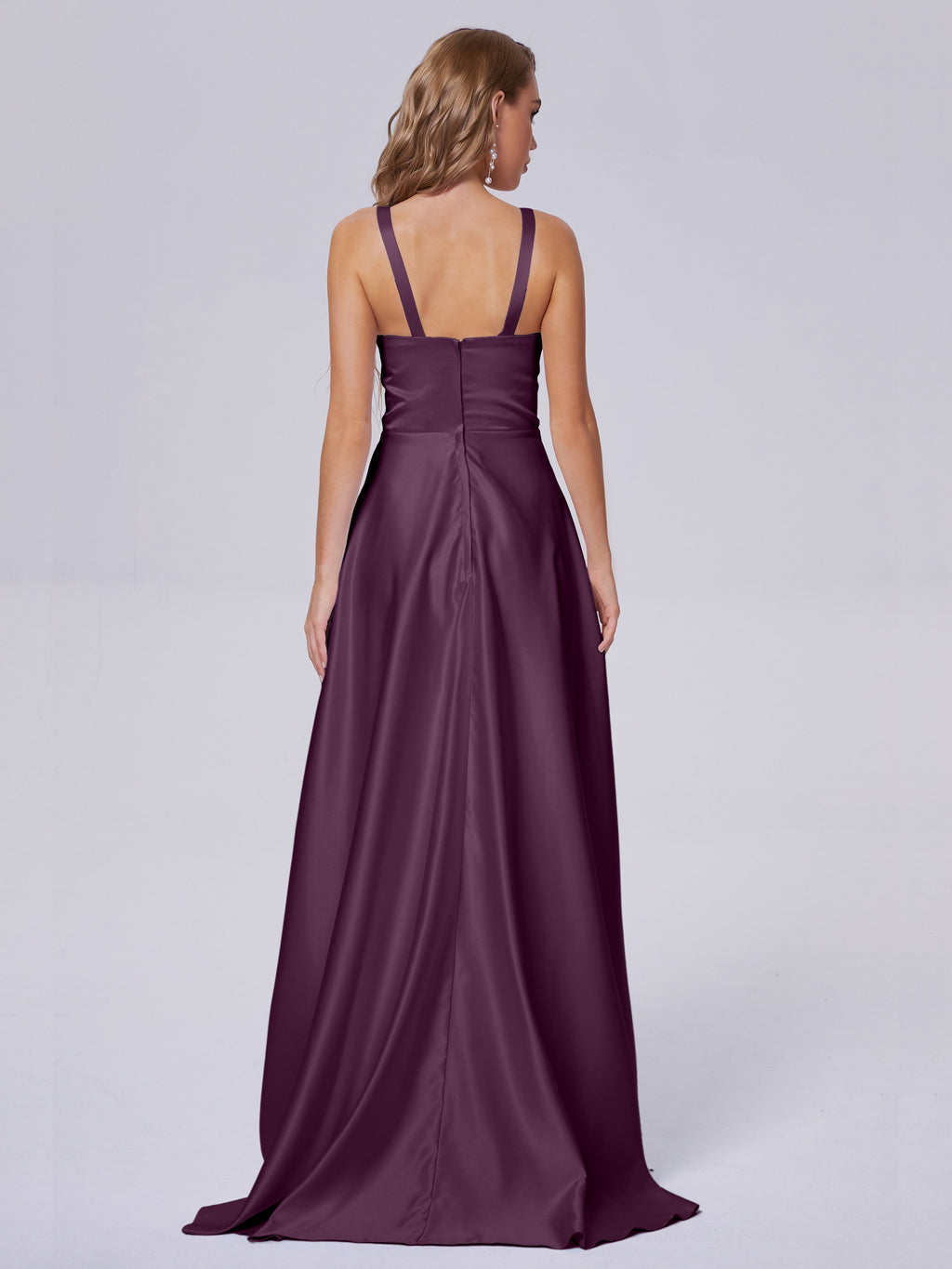 Fiona Sleeveless Satin Long Bridesmaid Dresses
