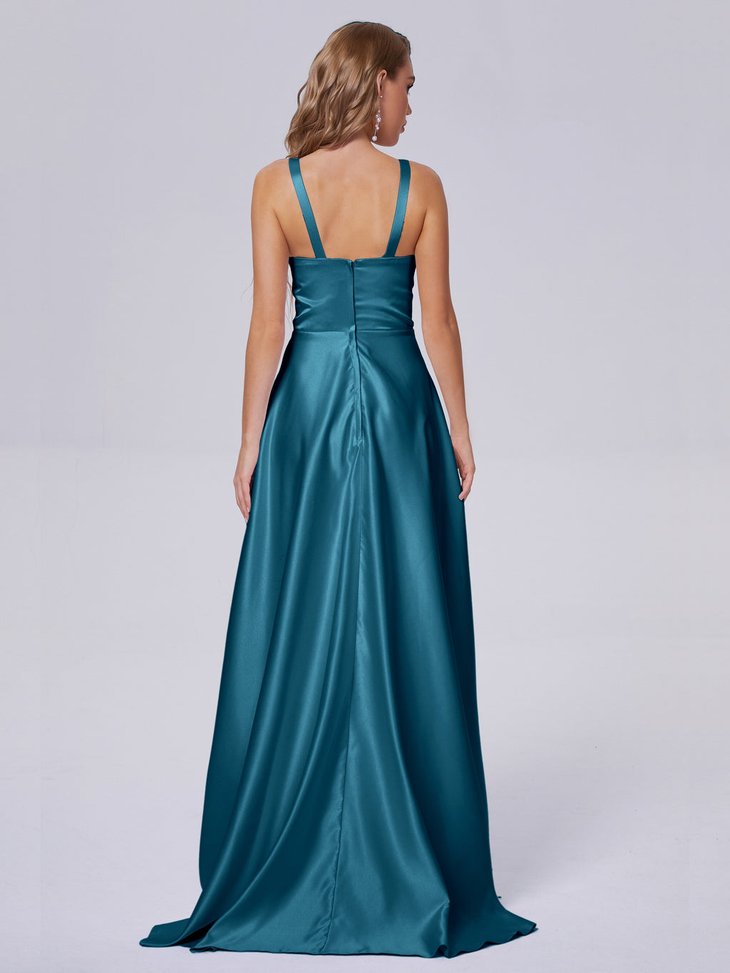 Fiona Sleeveless Satin Long Bridesmaid Dresses