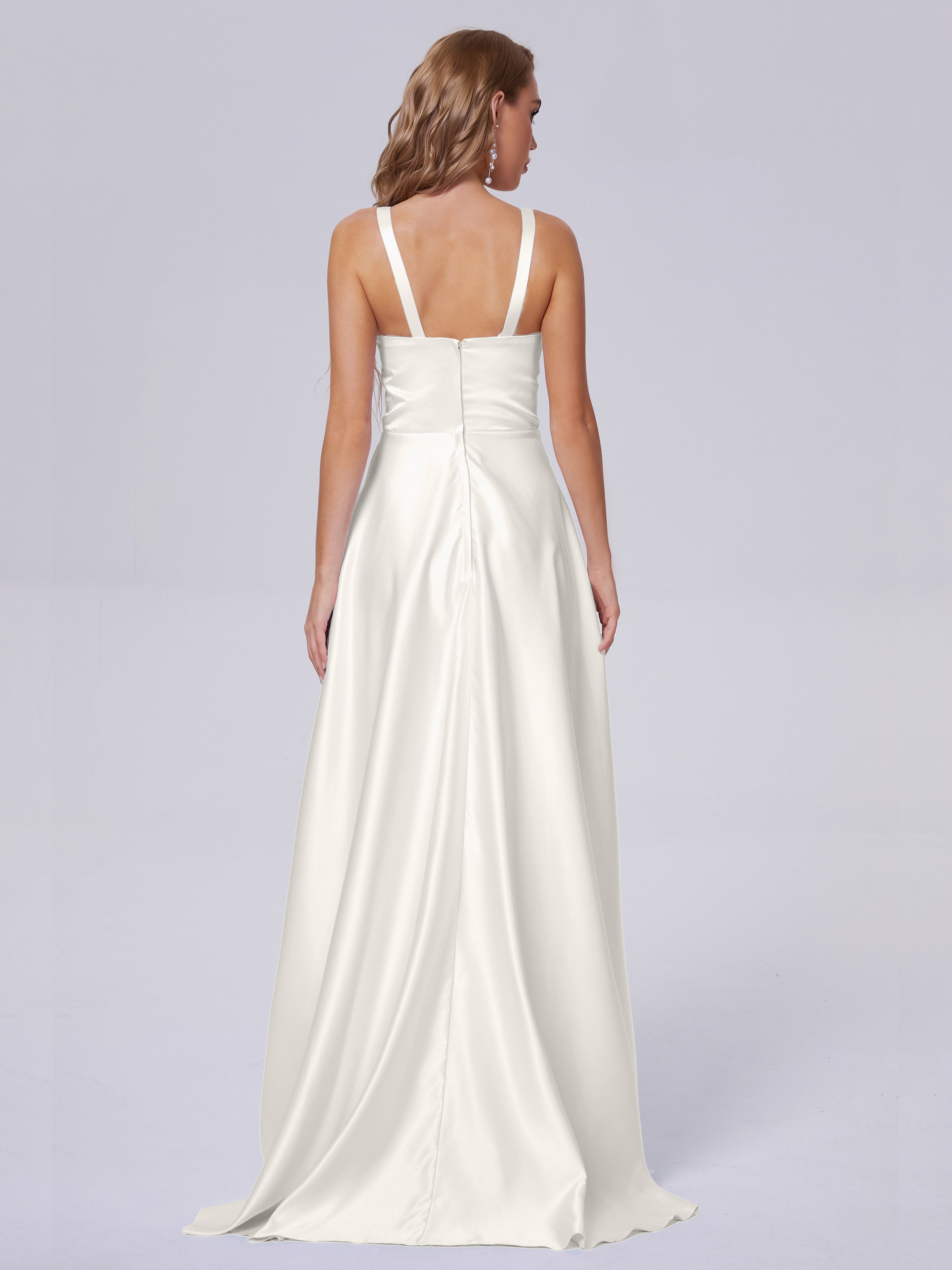 Fiona Sleeveless Satin Long Bridesmaid Dresses