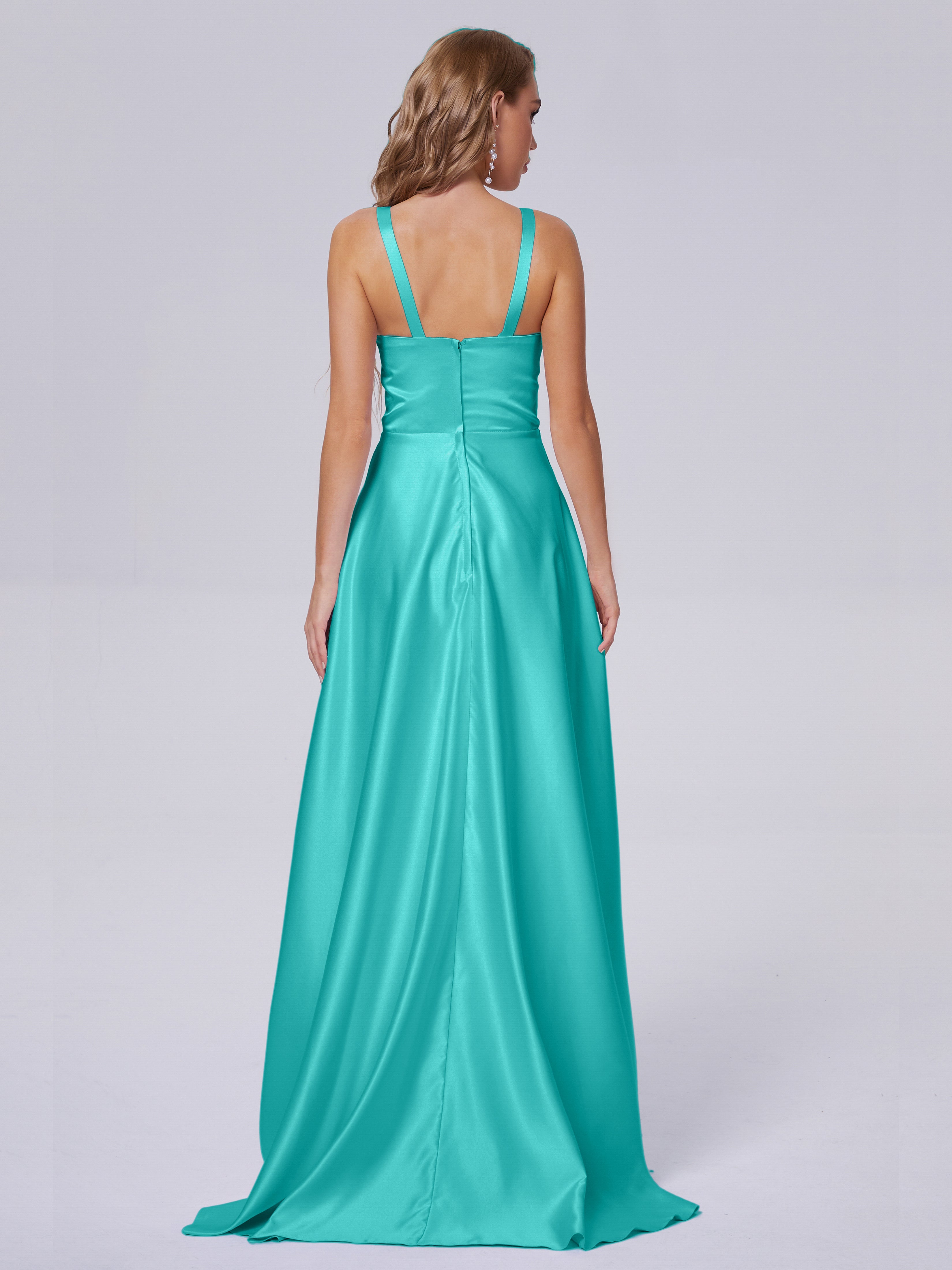 Fiona Sleeveless Satin Long Bridesmaid Dresses