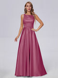 Fiona Sleeveless Satin Long Bridesmaid Dresses