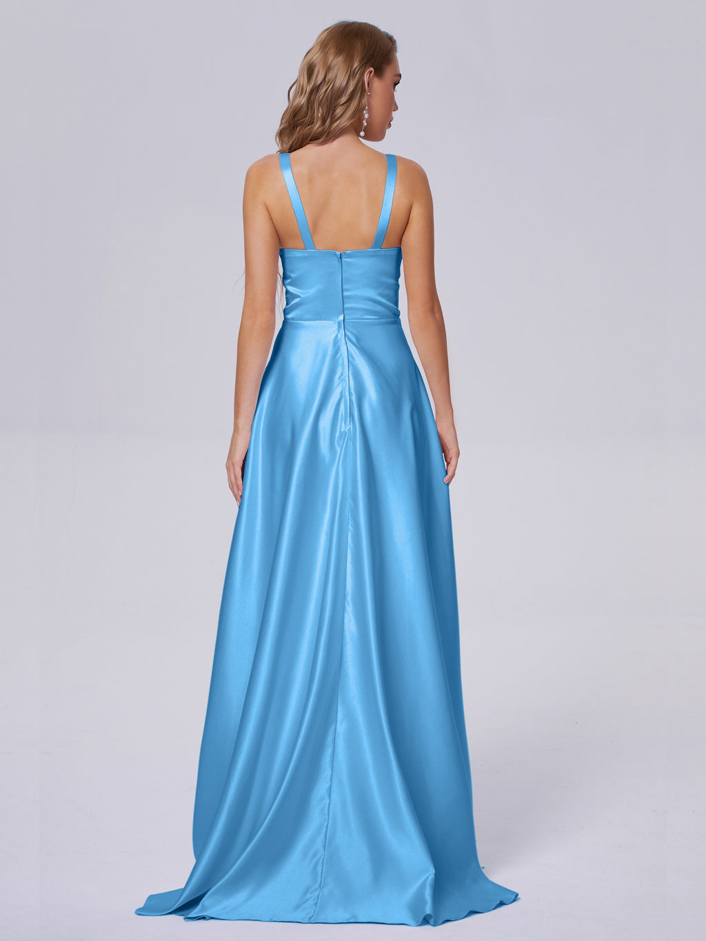 Fiona Sleeveless Satin Long Bridesmaid Dresses