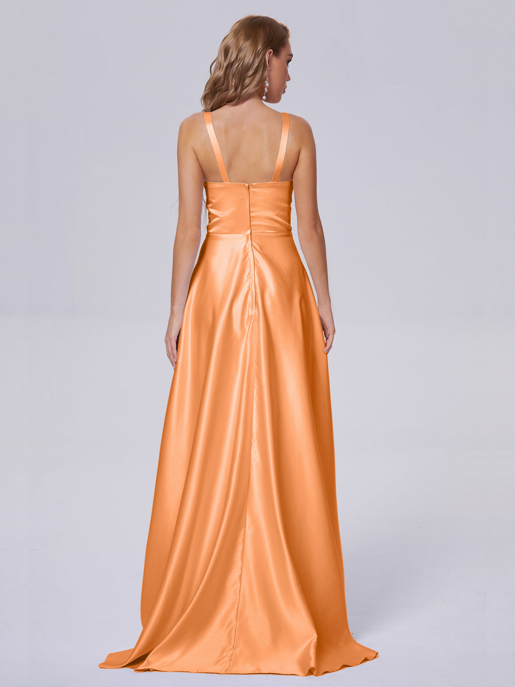 Fiona Sleeveless Satin Long Bridesmaid Dresses