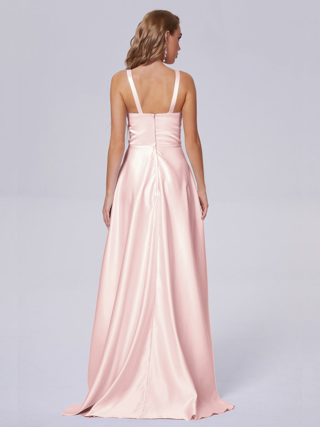 Fiona Sleeveless Satin Long Bridesmaid Dresses