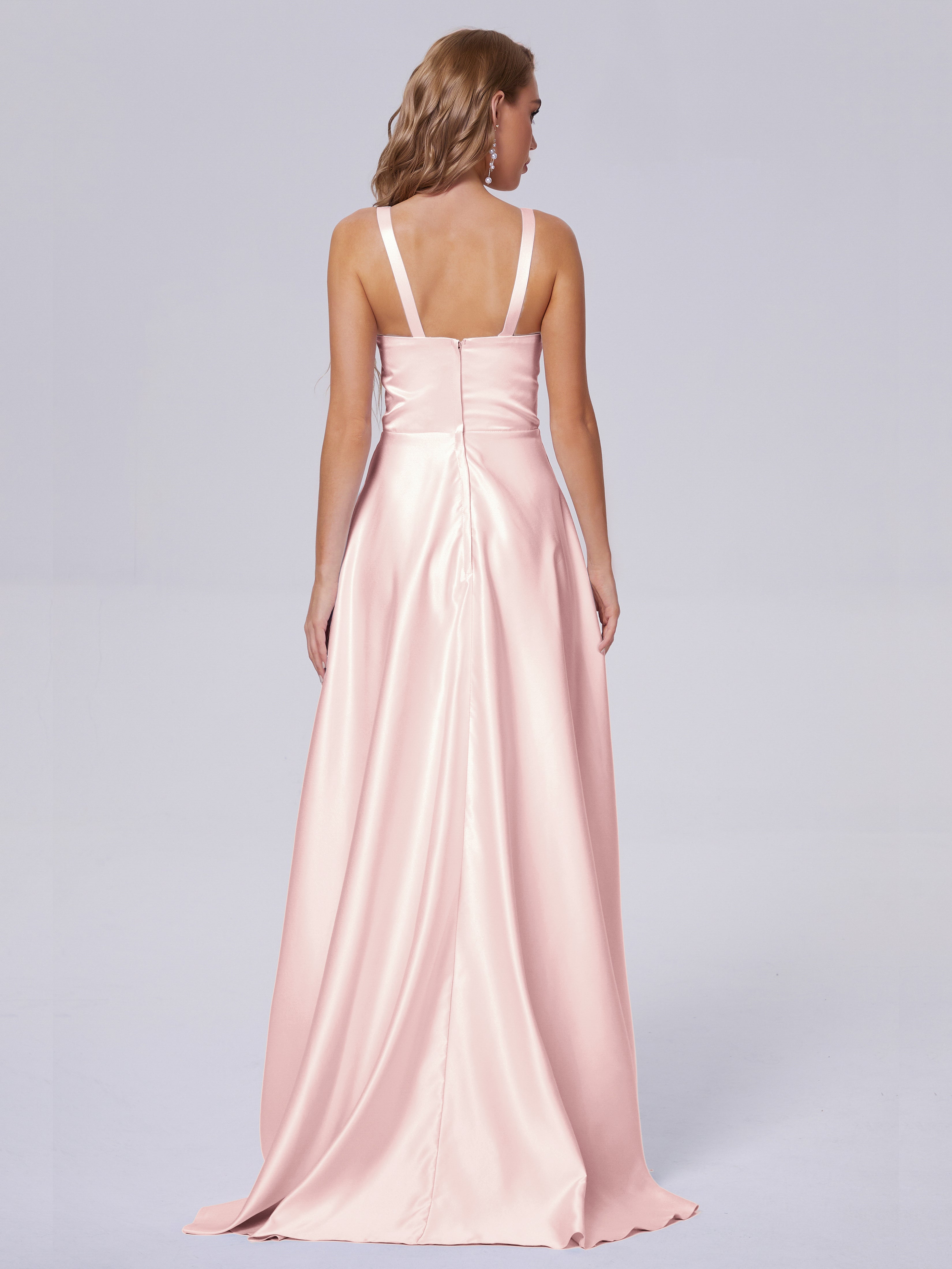 Fiona Sleeveless Satin Long Bridesmaid Dresses