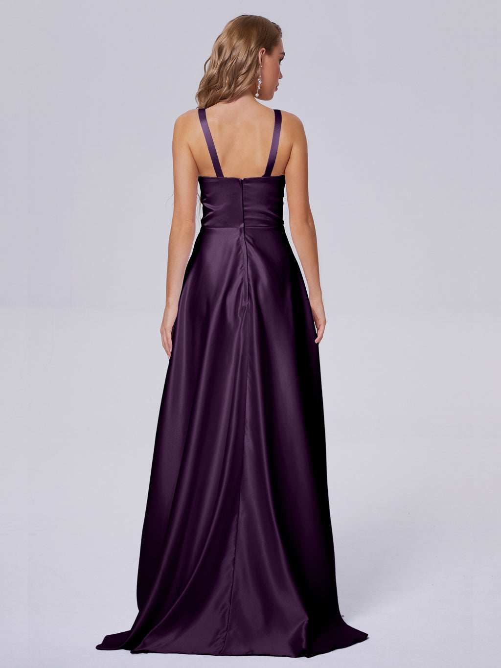 Fiona Sleeveless Satin Long Bridesmaid Dresses