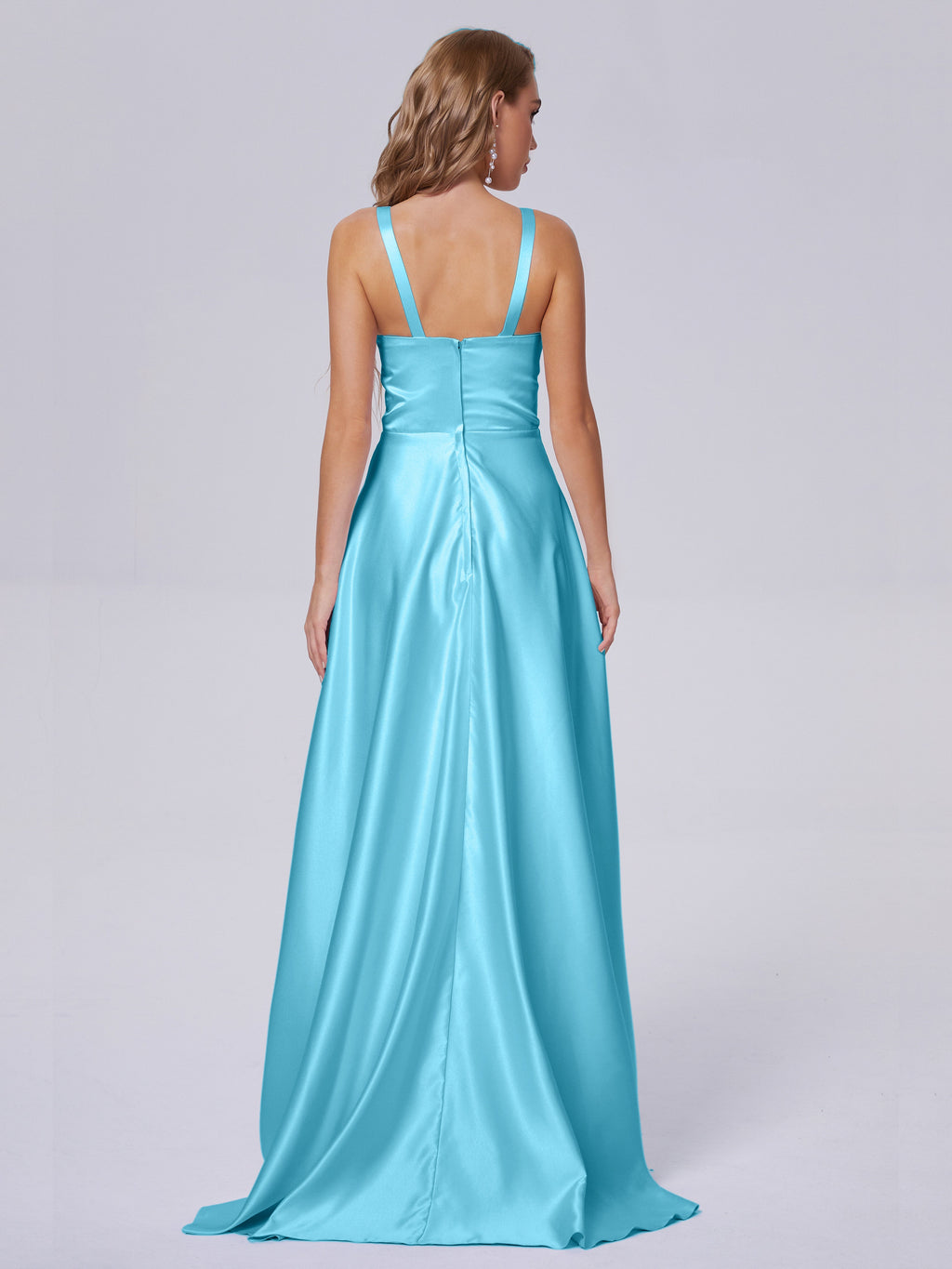 Fiona Sleeveless Satin Long Bridesmaid Dresses