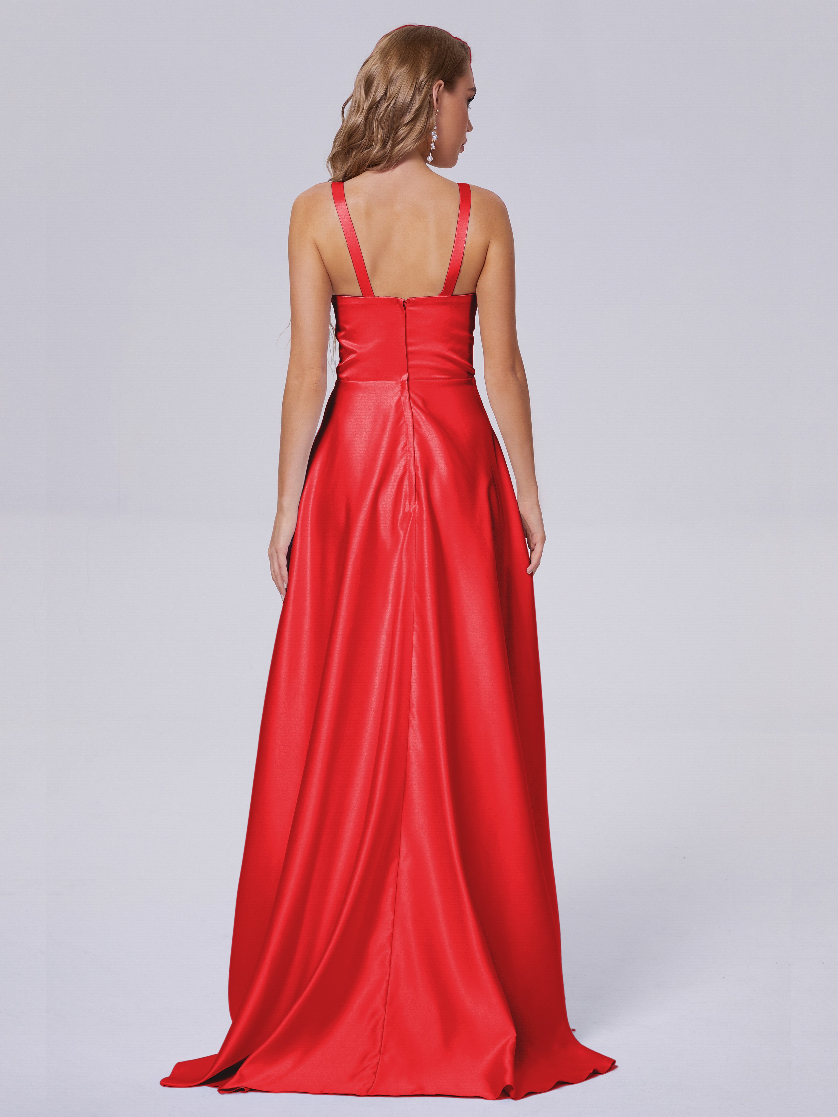 Fiona Sleeveless Satin Long Bridesmaid Dresses