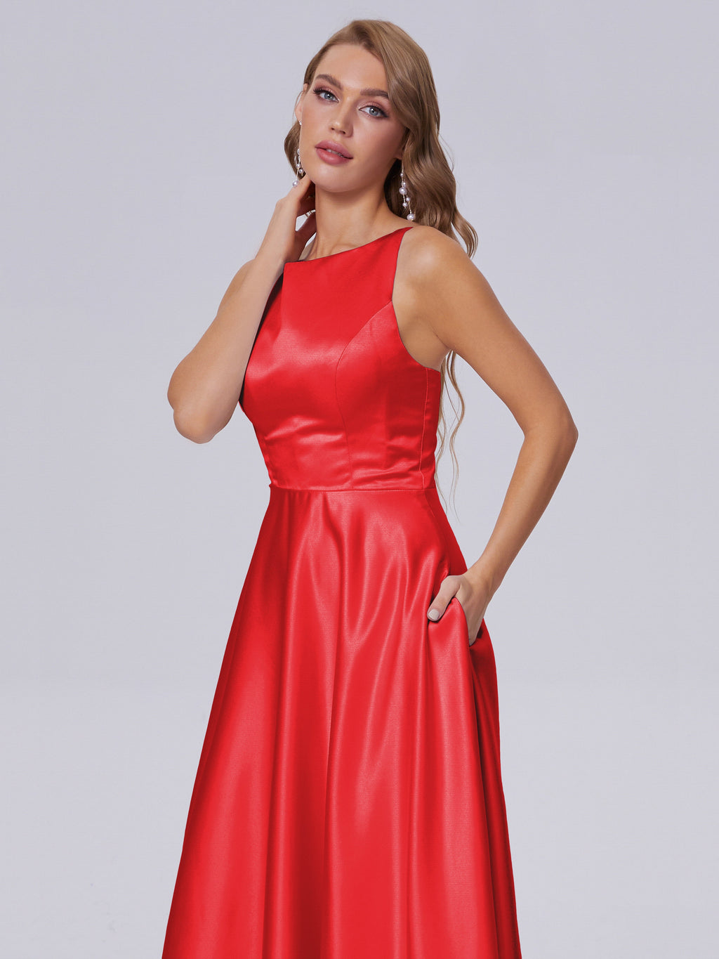 Fiona Sleeveless Satin Long Bridesmaid Dresses