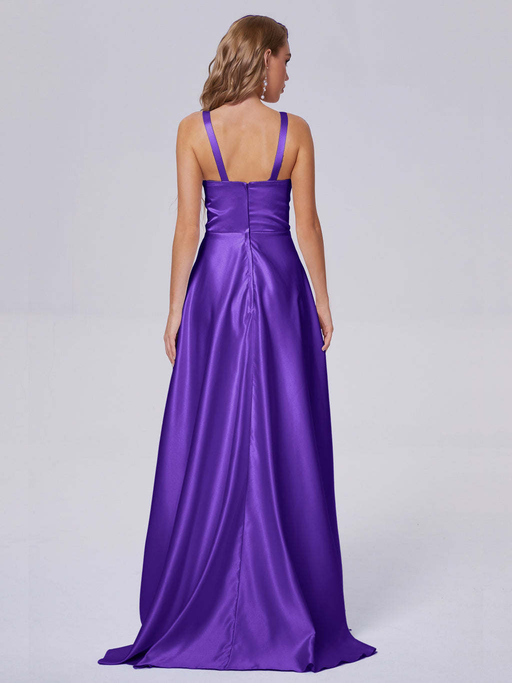 Fiona Sleeveless Satin Long Bridesmaid Dresses