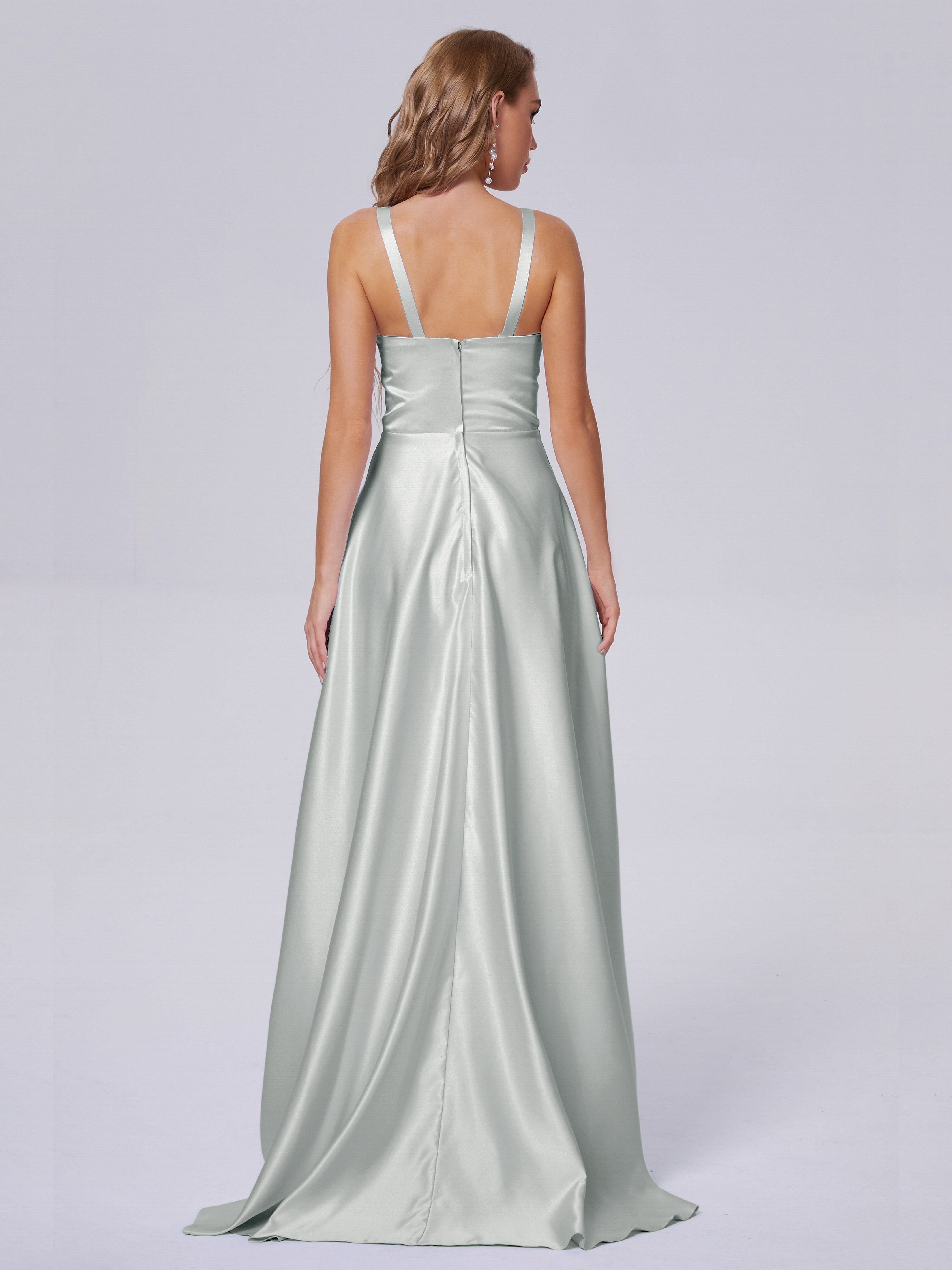 Fiona Sleeveless Satin Long Bridesmaid Dresses