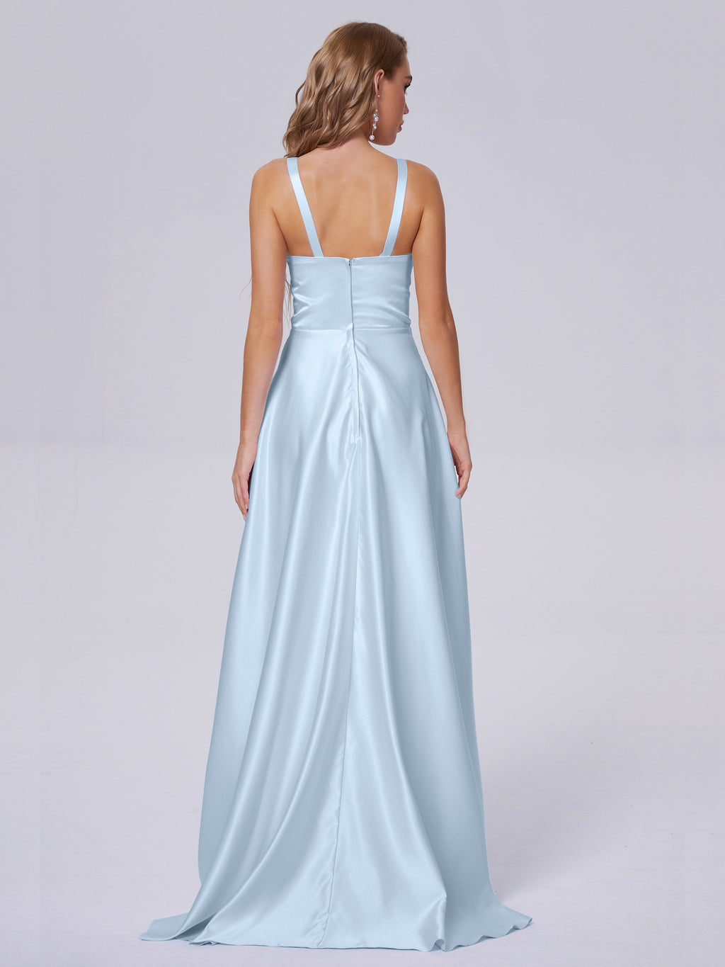 Fiona Sleeveless Satin Long Bridesmaid Dresses