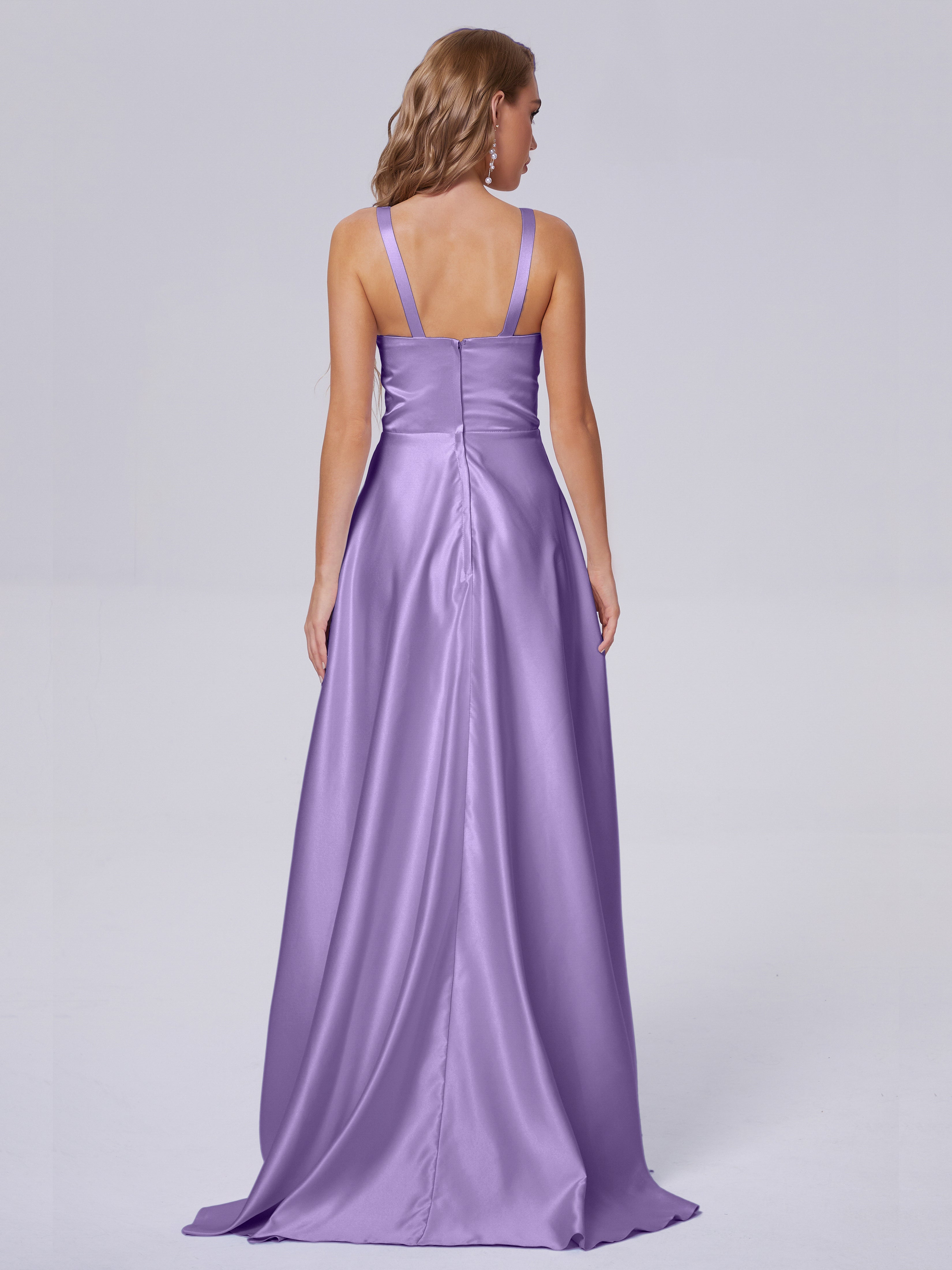 Fiona Sleeveless Satin Long Bridesmaid Dresses