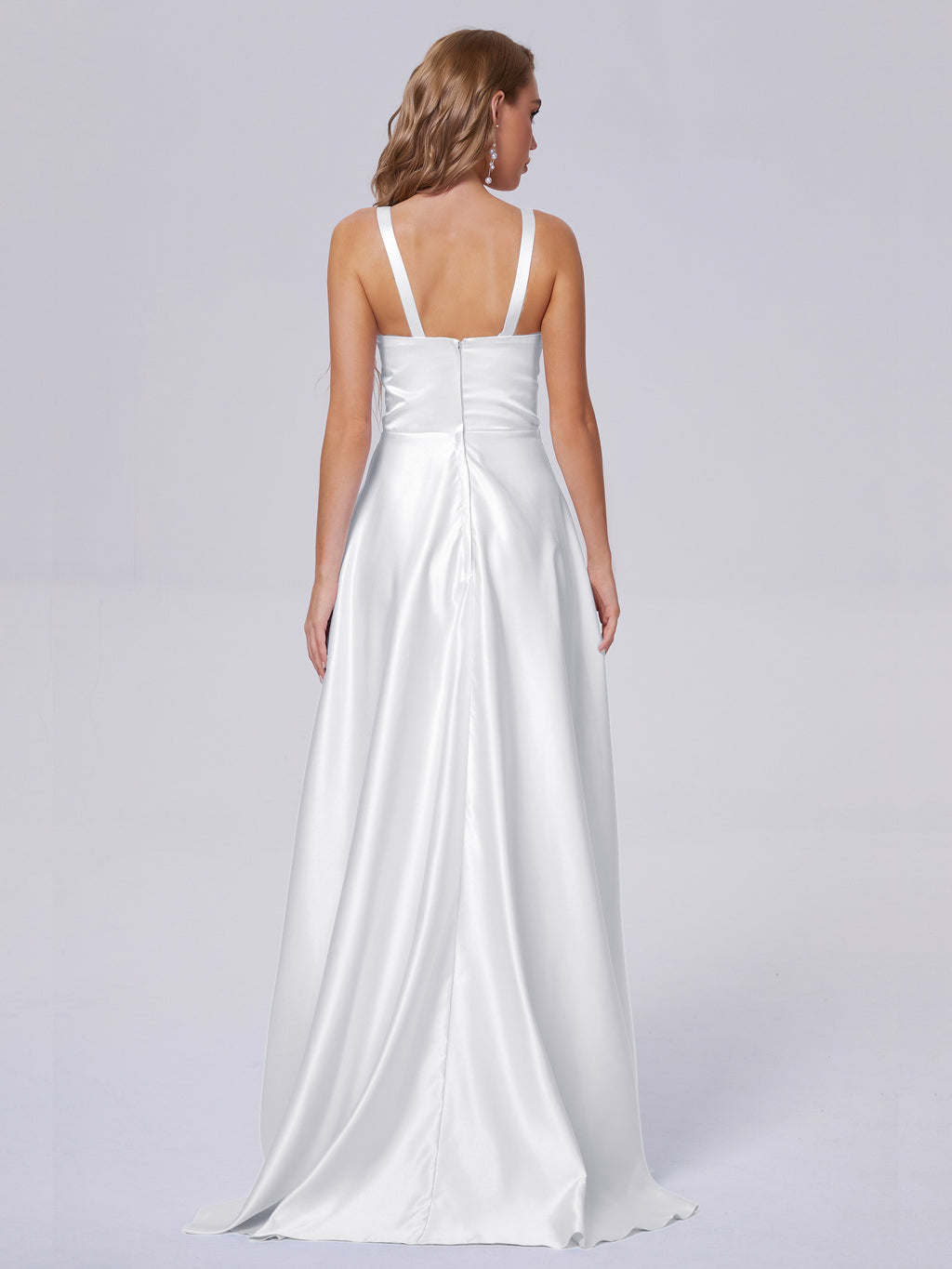 Fiona Sleeveless Satin Long Bridesmaid Dresses
