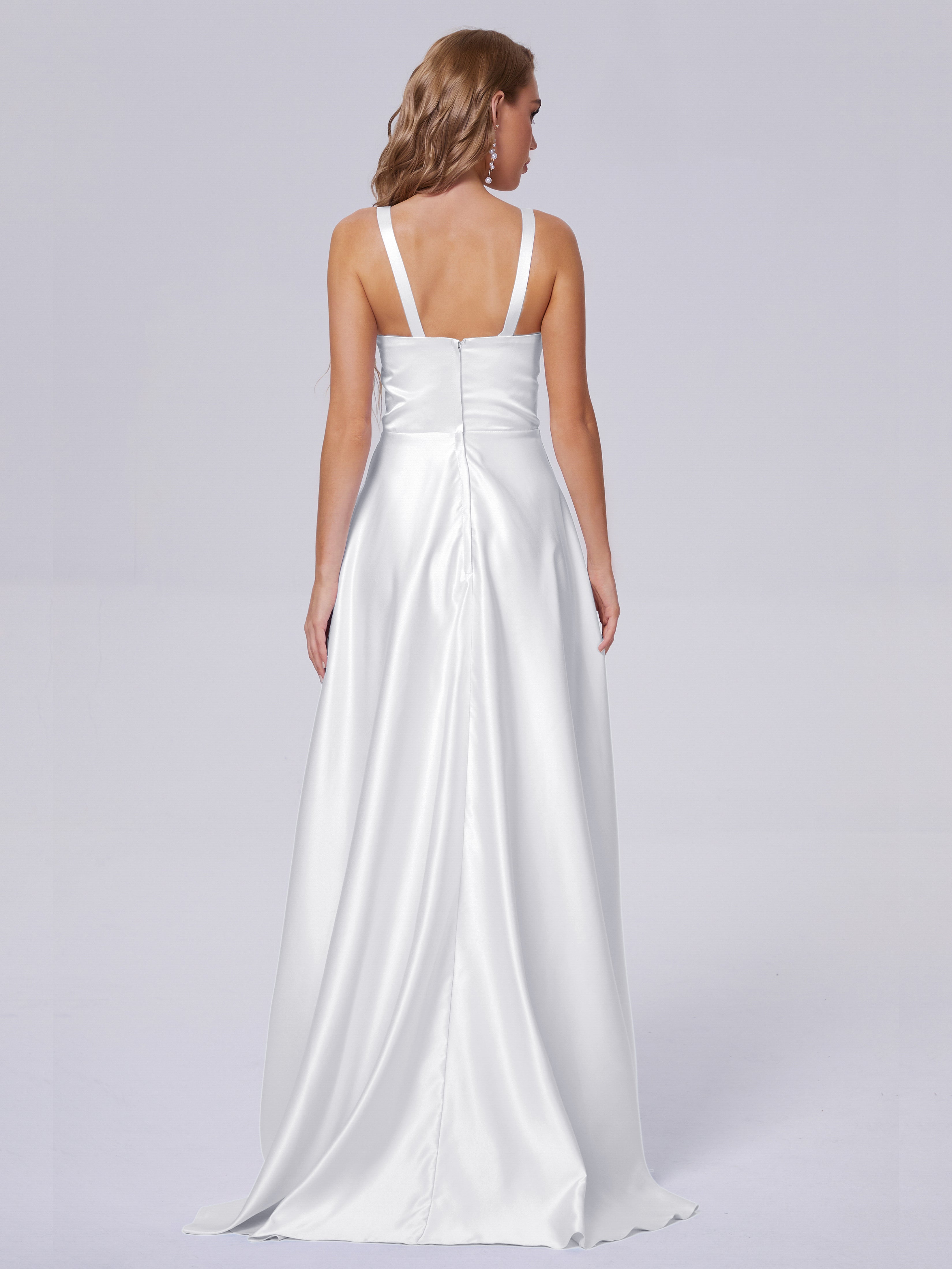 Fiona Sleeveless Satin Long Bridesmaid Dresses