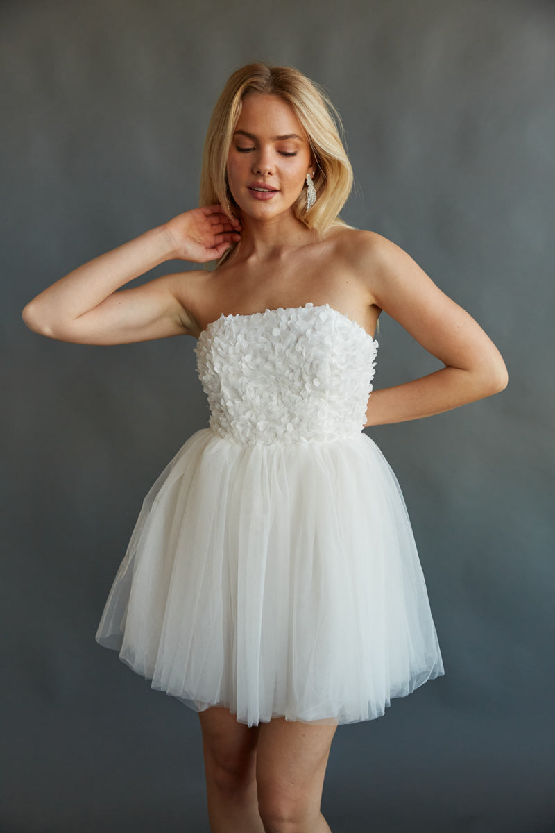 Grace Floral Applique Tulle Babydoll Mini Dress