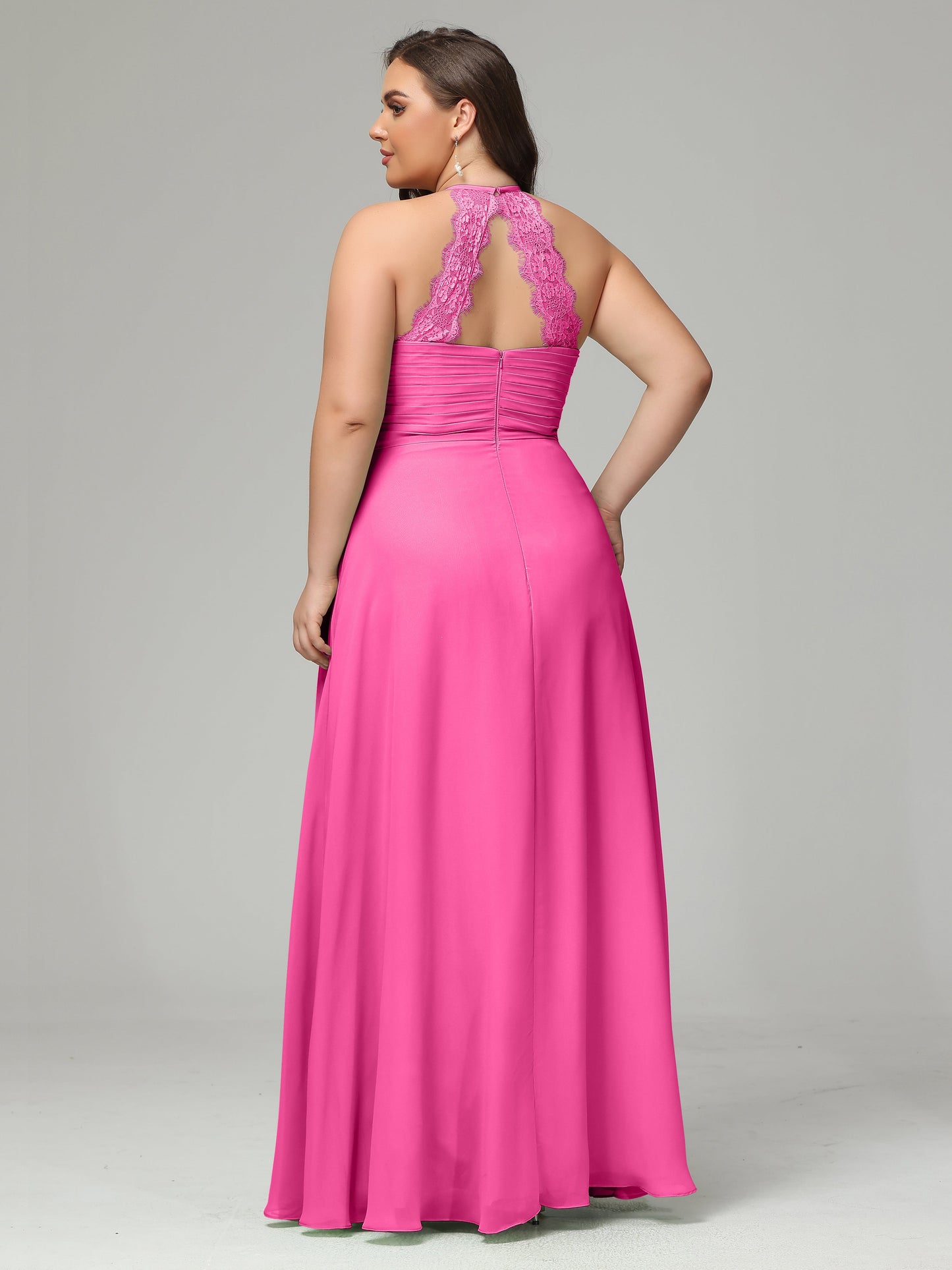 Halter Plus Size Chiffon Bridesmaid Dresses